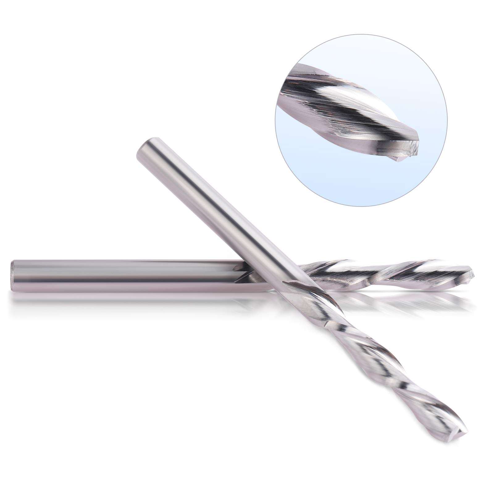 HQMaster Downcut Bit 1/8" Shank Down Cut Spiral CNC Router Bits End Mill Tungsten Carbide Milling Cutter Set 5 Pack (3.175mm) 4