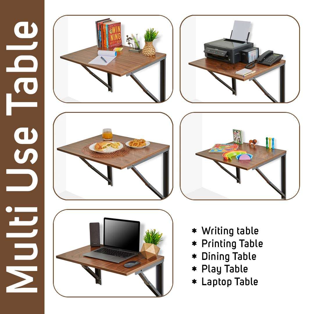 BAYBEE Multi-Purpose Floating Desk Folding Wall-Mounted Study Table, Desk for Home for Space Saving, Dining, Working, Reading and Writing (67.5cm x 56cm, Large) 4
