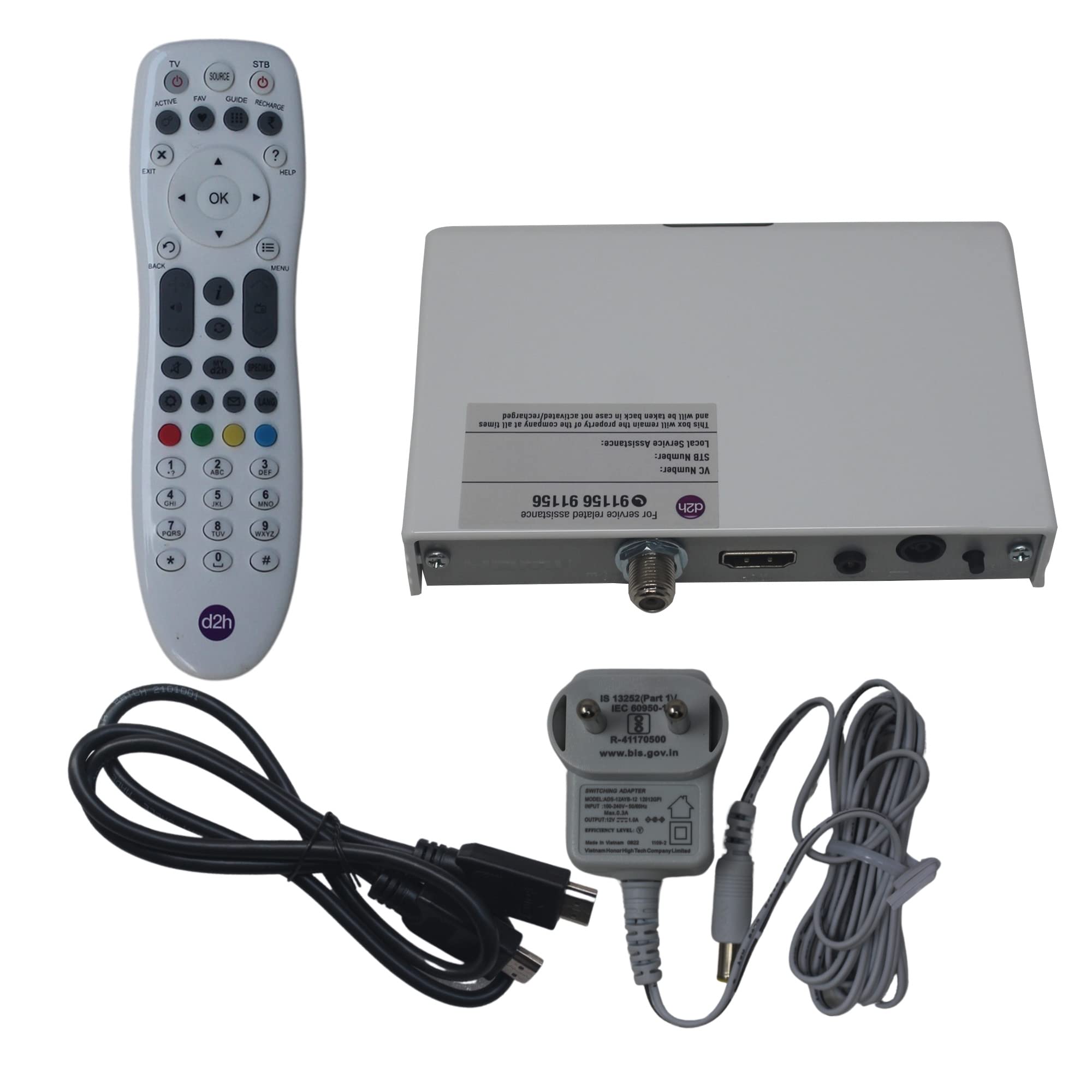 Videocon d2h HD Set-top Box V-5008 HD with IR Remote and HDMI Cable Adapter (not Included Dish Antenna) 3
