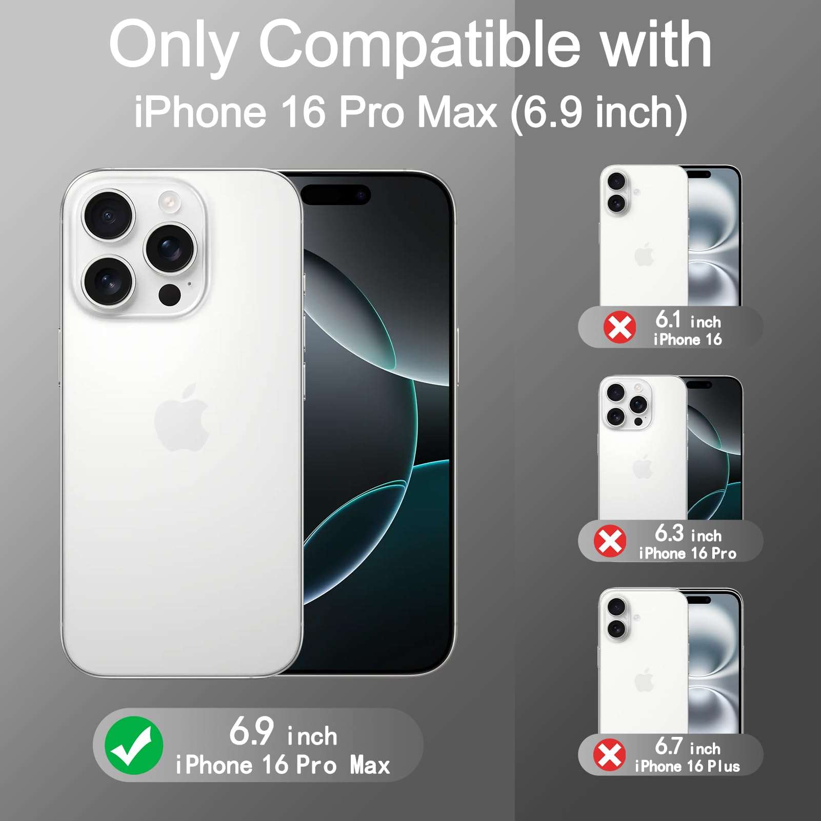 TEAUGHT Magnetic for iPhone 16 Pro Max Case, [Built-in Lens Ring Stand][Military-Grade Protection] Translucent Matte Phone Case Support for MagSafe + Screen Protector + Camera Protector, Black 3