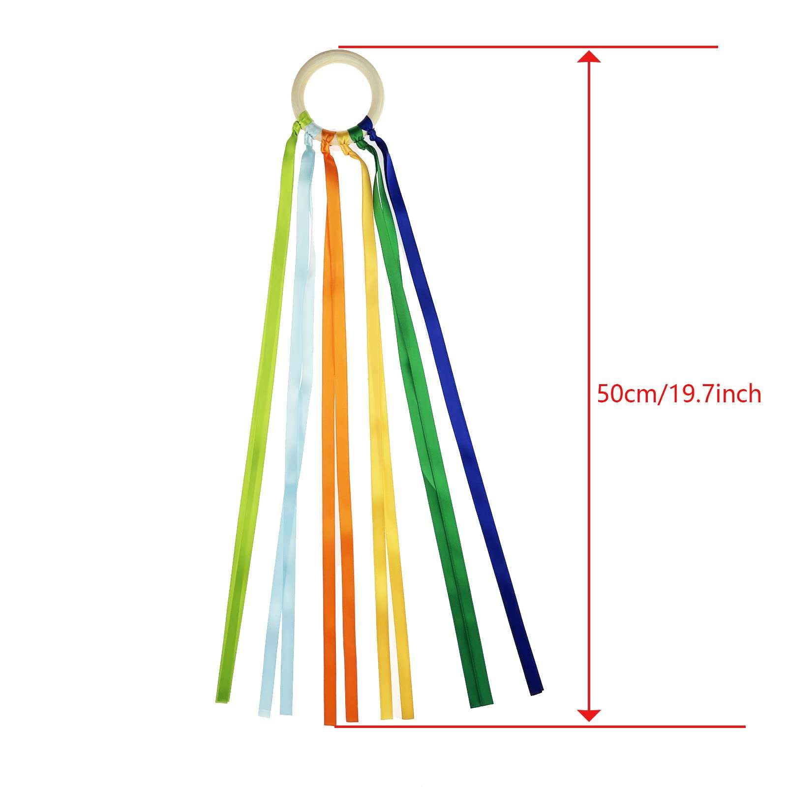 Miokun 24 Pack Hand Kite with Ribbon Streamer and Wood Ring Sensory Learning Educational Toy for Playroom Dance Birthday Gifts (24) 3