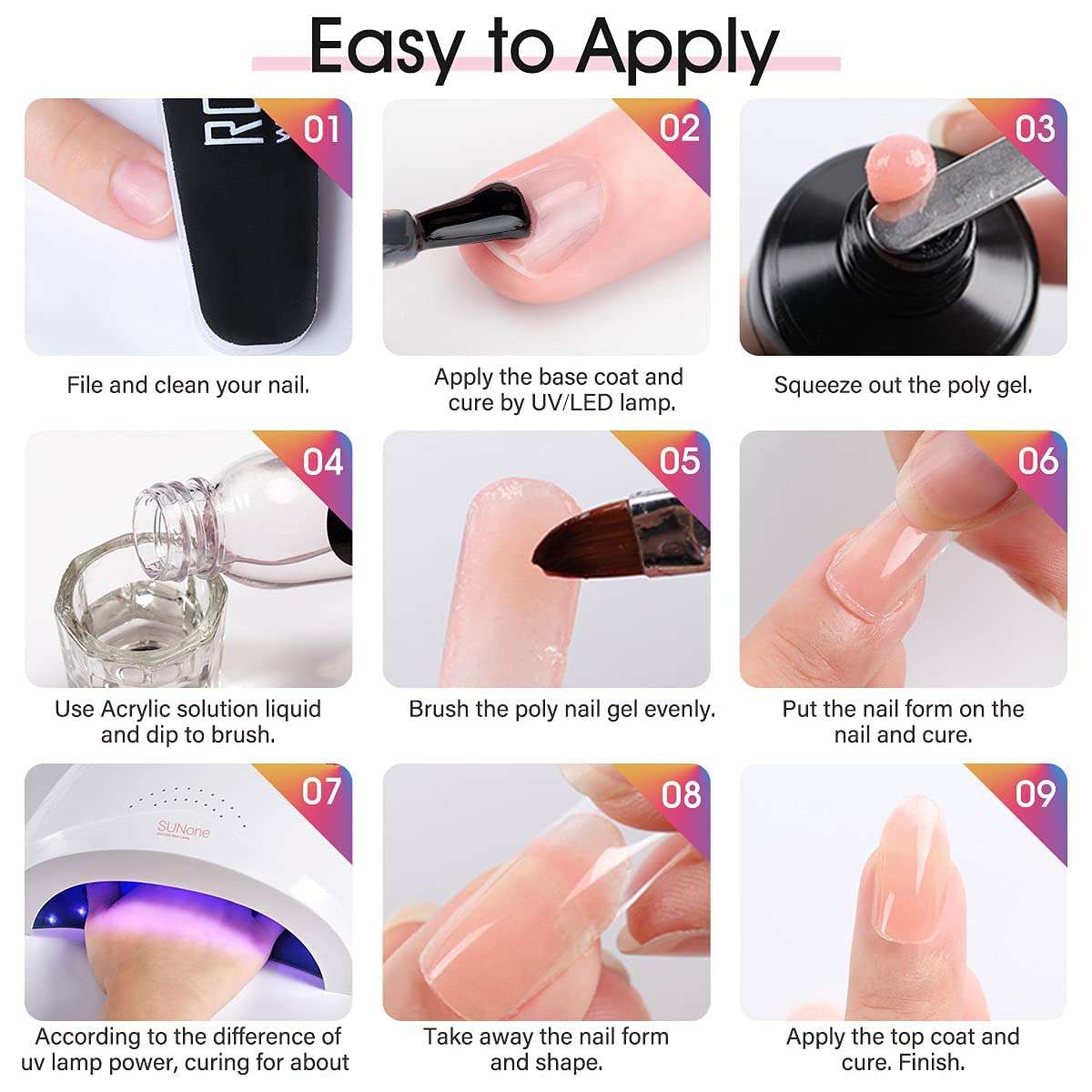 Shiny Pink Glitter Poly Extension Gel, ROSALIND 60ml Poly Nail Gel for Nail Art Decoration, Nail Thickening Extension Easy to DIY Use at Home Need UV Lamp (Update Version) 6