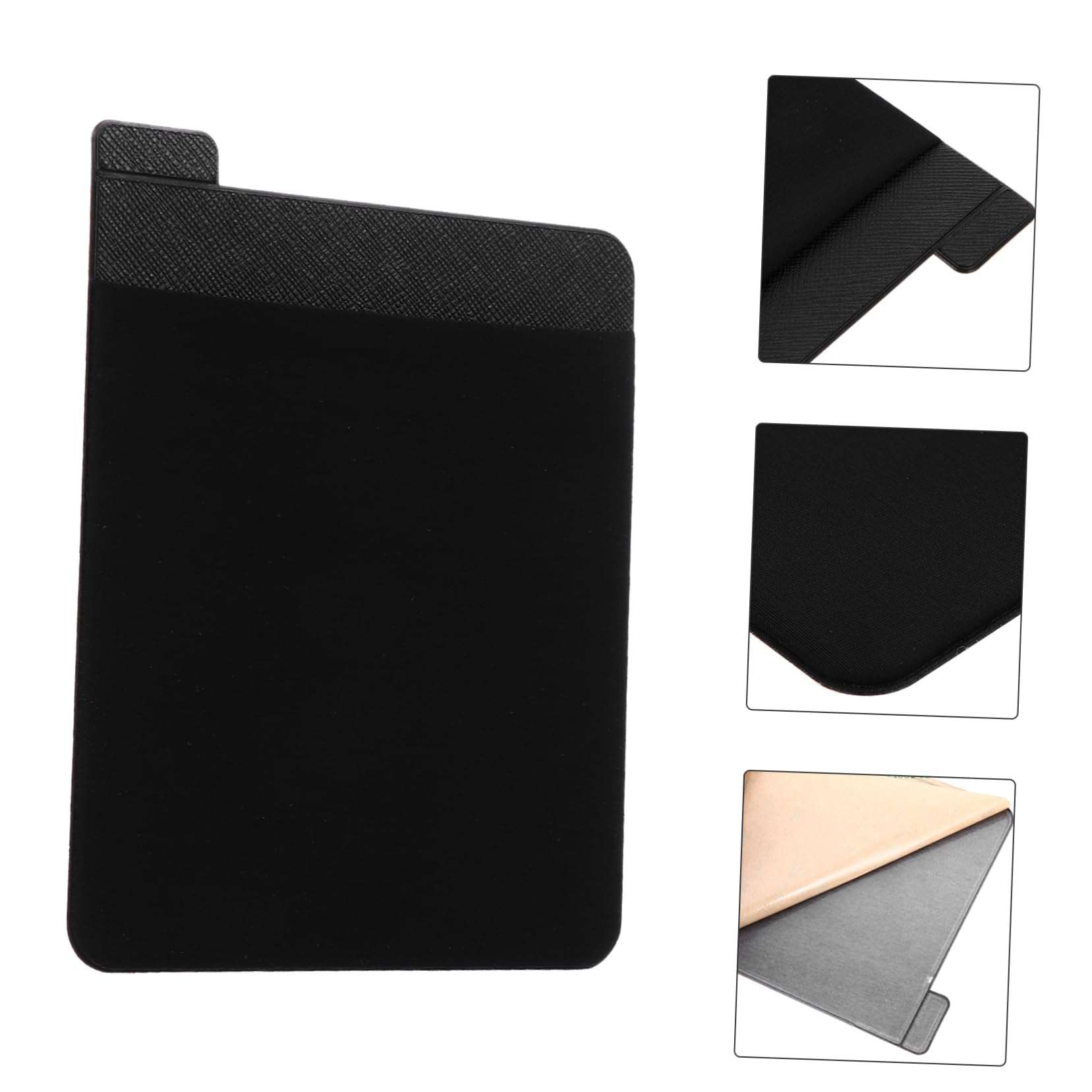 Angoily 1 PC Tablet Peripheral Storage Computer Mouse Elastic Stylus Pocket External Hard Drive for Laptop Elastic Pencil Holder Stick- on Laptop Organizer Bag Tablet Stand Black Leather 4