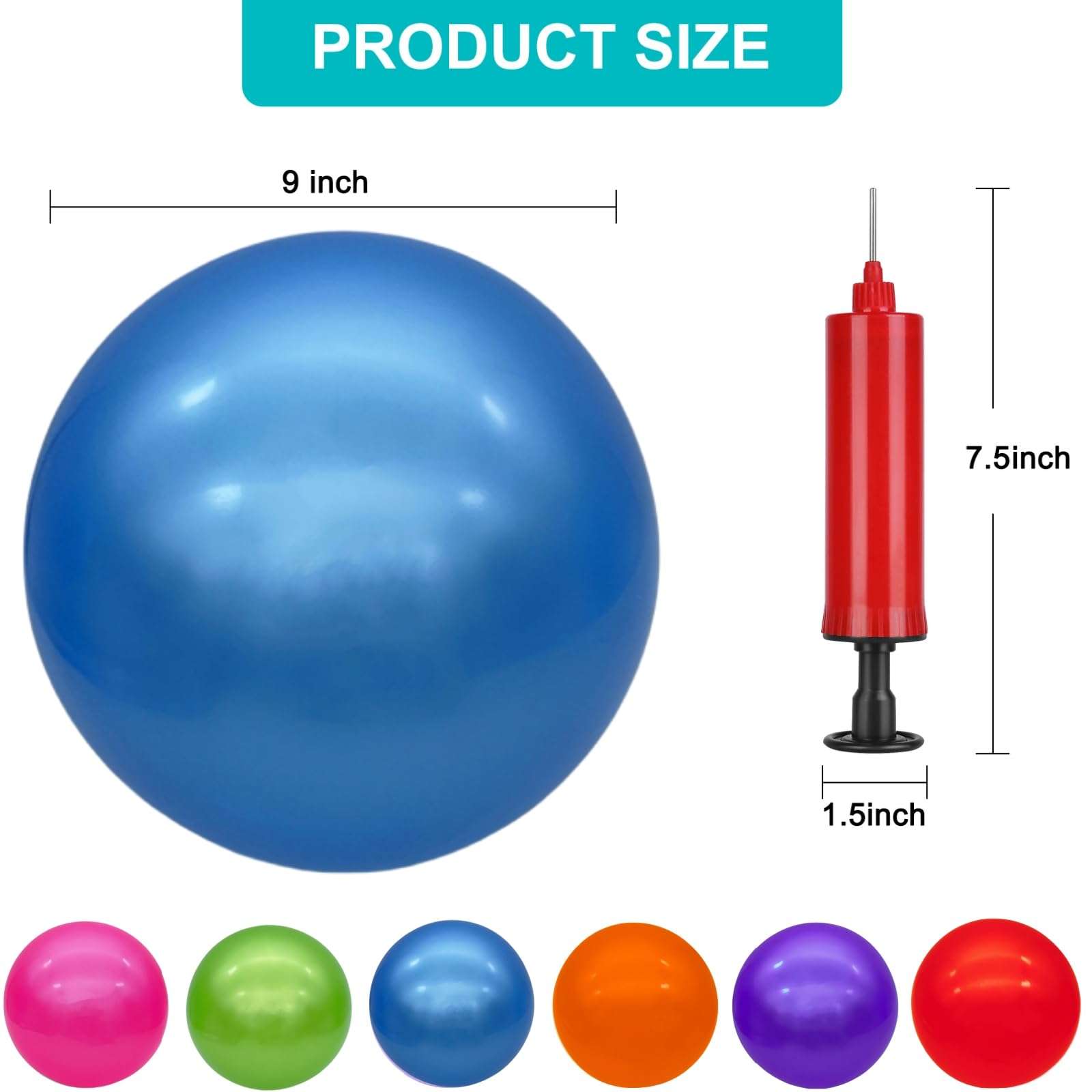 GCQJOQ 3 Pcs 9 Inch Inflatable Bouncy Balls with Hand Air Pump for Indoor Outdoor Play Balls (Red, Blue, Green) 3