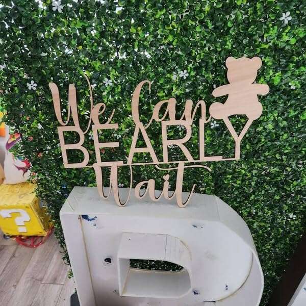 We Can Bearly Wait Wood Sign for backdrop,Bear Themed Party Decorations for Baby Shower Decorations,Gender Reveal Party Supplies 5