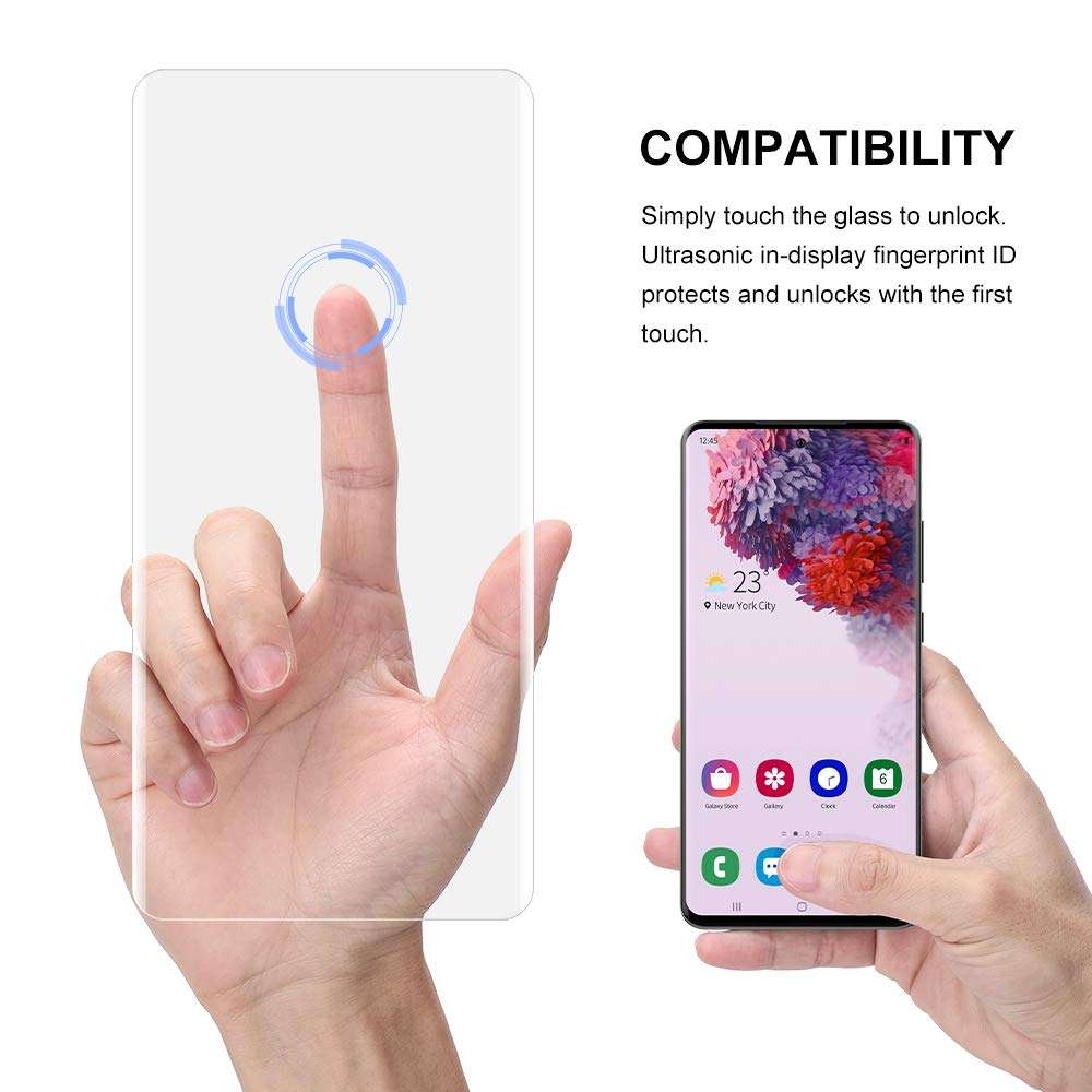 ETESTAR Samsung Galaxy S20 Ultra Tempered Glass, Samsung S20 Ultra Screen Protector, 3D Liquid Clear Film Fingerprint Scaner Case Friendly Anti-Scratch Protector for Samsung Galaxy S20 Ultra[ 2 Pack ] 5