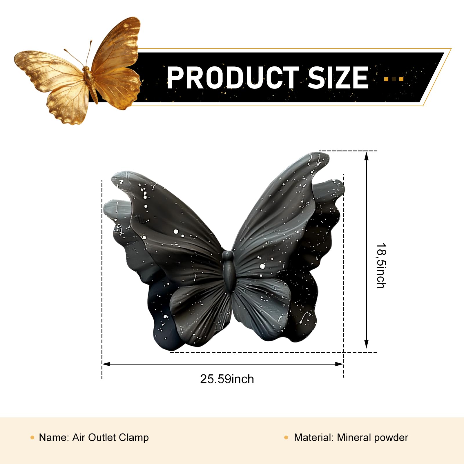 Foelony Elegant Butterfly Air Vent Clip, Dashboard Air Outlet Clip, Romantic Car Interior Vent Decoration, Universal for Most Cars (Black White) 3