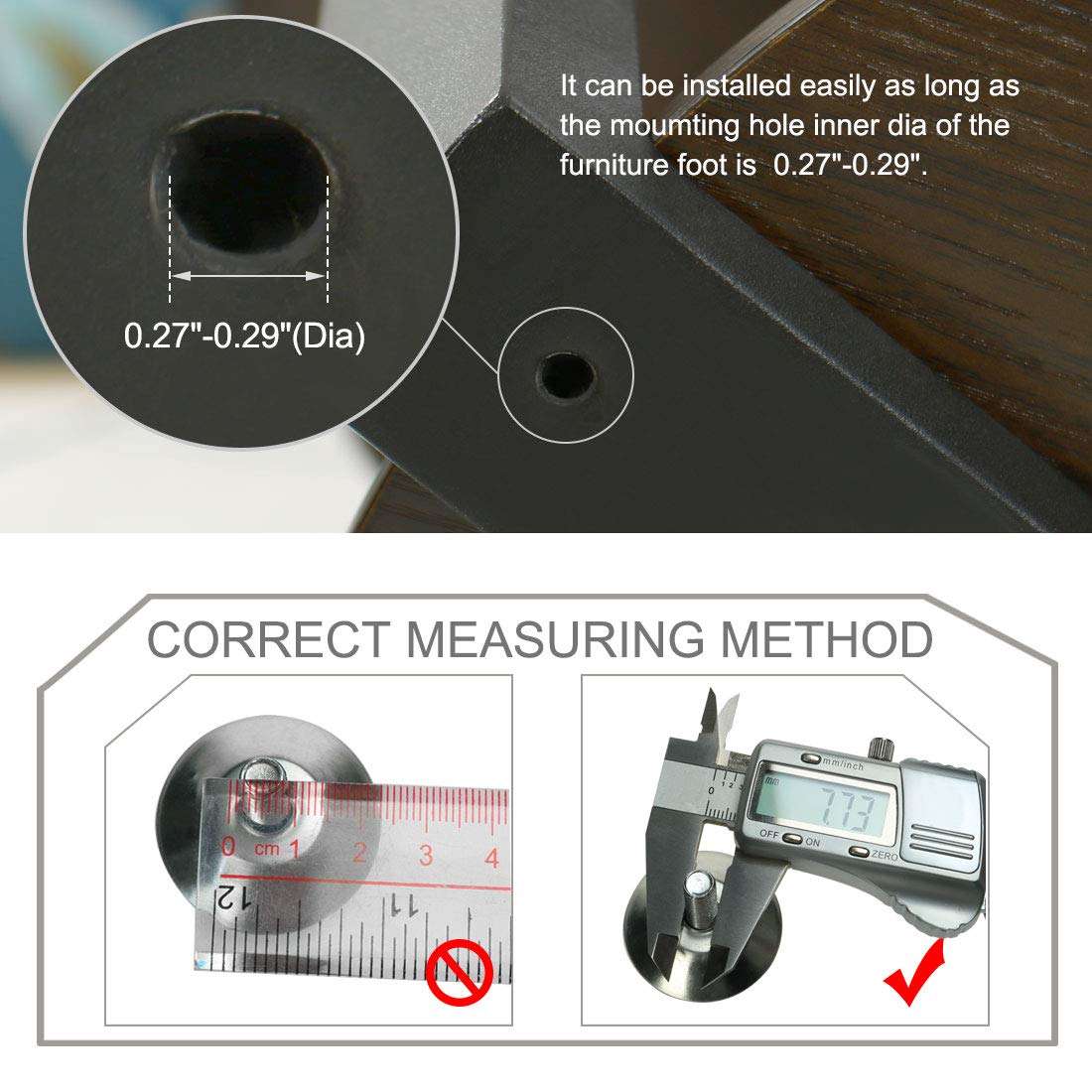 uxcell M8 x 13 x 30mm Screw on Furniture Glide Leveling Feet Adjustable Leveler Pad for Chair Industrial Machine Desk Leg 24pcs 4