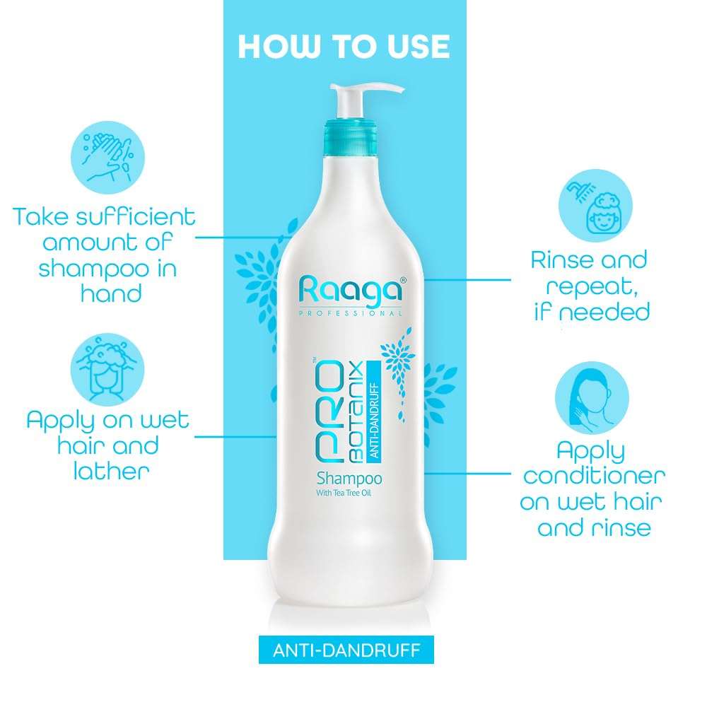 Raaga Professional Pro Botanix Anti-Dandruff Shampoo with Tea Tree Oil | Reduces Itchiness & Flaking, Prevents Dryness | Suitable For Men and Women (1000 ml) 5