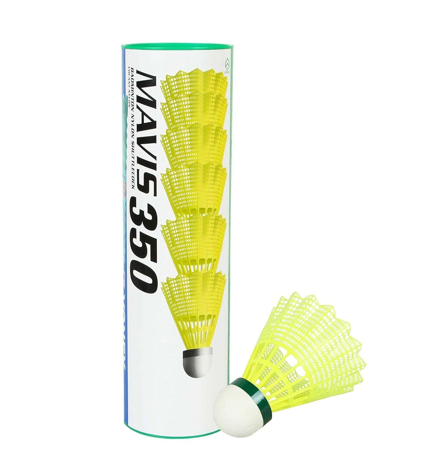 Yonex Mavis 350 Green Cap Nylon Shuttlecock (Yellow) 1