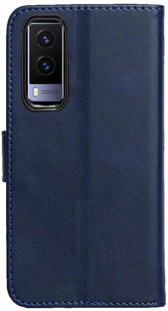Frazil Leather Flip with Wallet Case with TPU Shockproof Cover for VIVO V21e, VIVO V21e 5G (Blue) 2