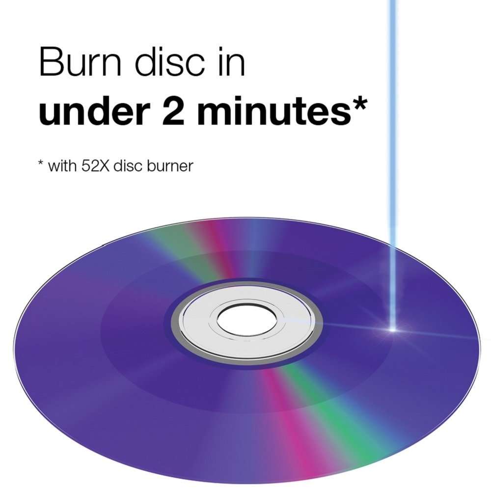 Verbatim 700MB 52X 80 Minute Shiny Silver Disc CD-R 100 Disc Spindle 94797 5