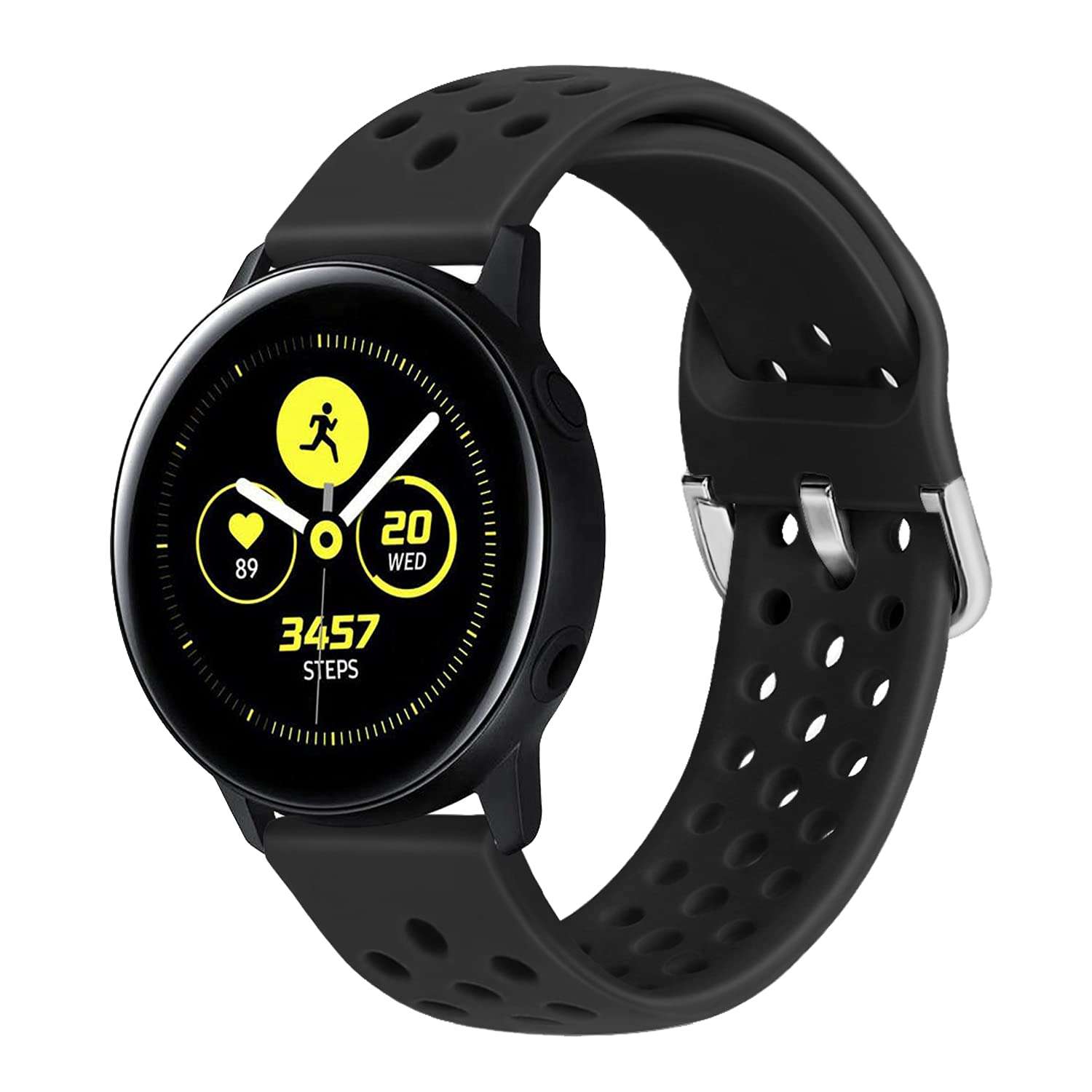 ACM Watch Strap Silicone Belt Compatible with Fire-Boltt Starcross Bsw056 Smartwatch Breatheable Dot Band Black 3