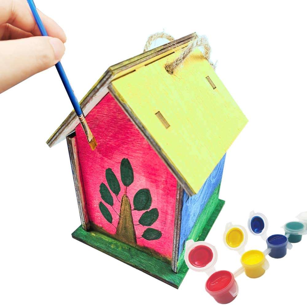DEUXPER Wooden Bird House Building Kits for Kids Ages 4-8, 2 Pack Backyard Birdhouse DIY Art & Craft with Painting Tools for Kids & Teens, Boys & Girls 2