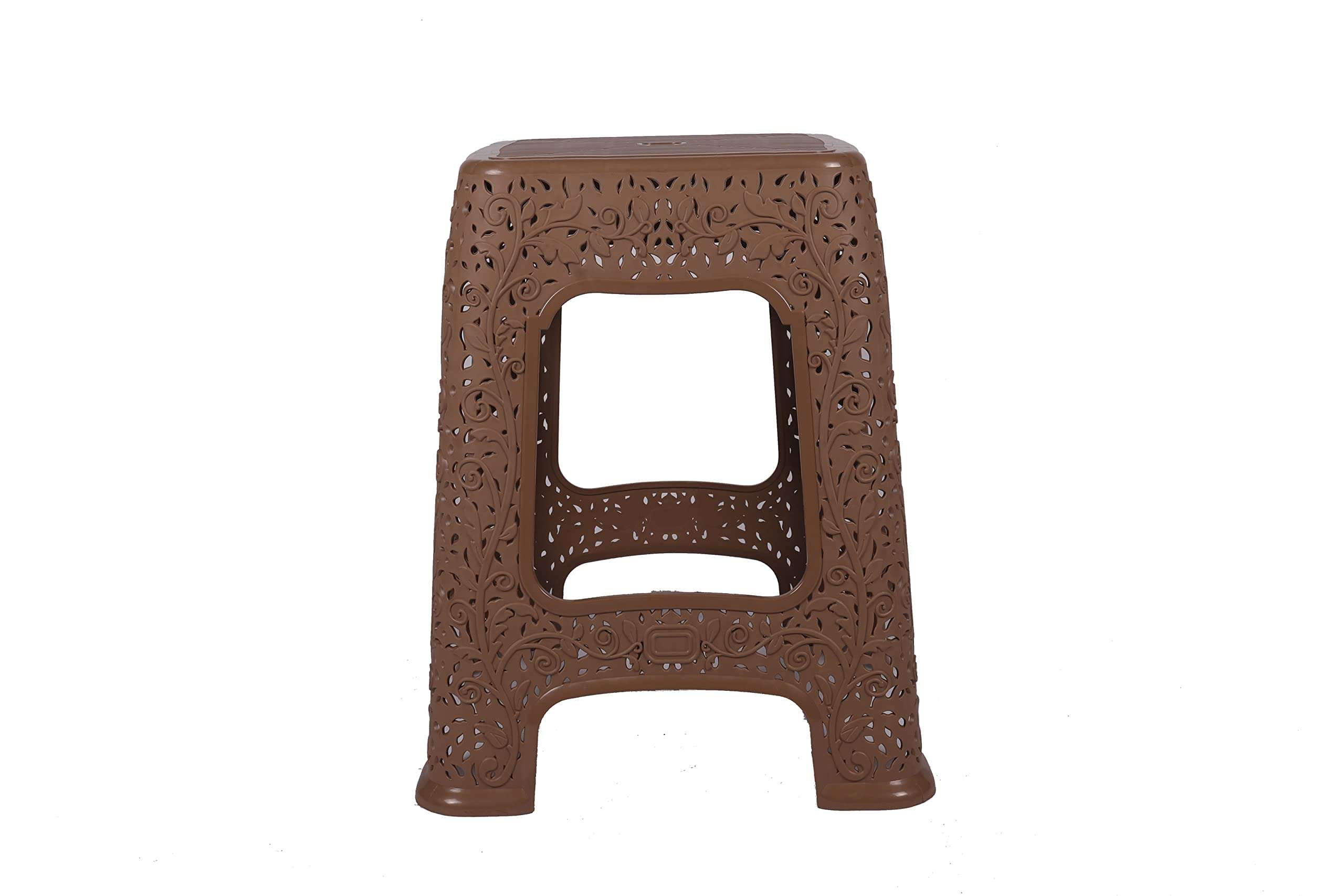 Nilkamal STL30 Strong and Durable Plastic Seating Stool for Home | Bedroom | Bathroom | Kitchen | Living Room | Office | Adult Stool with high Load Capacity (Rattan Dark Beige) 4