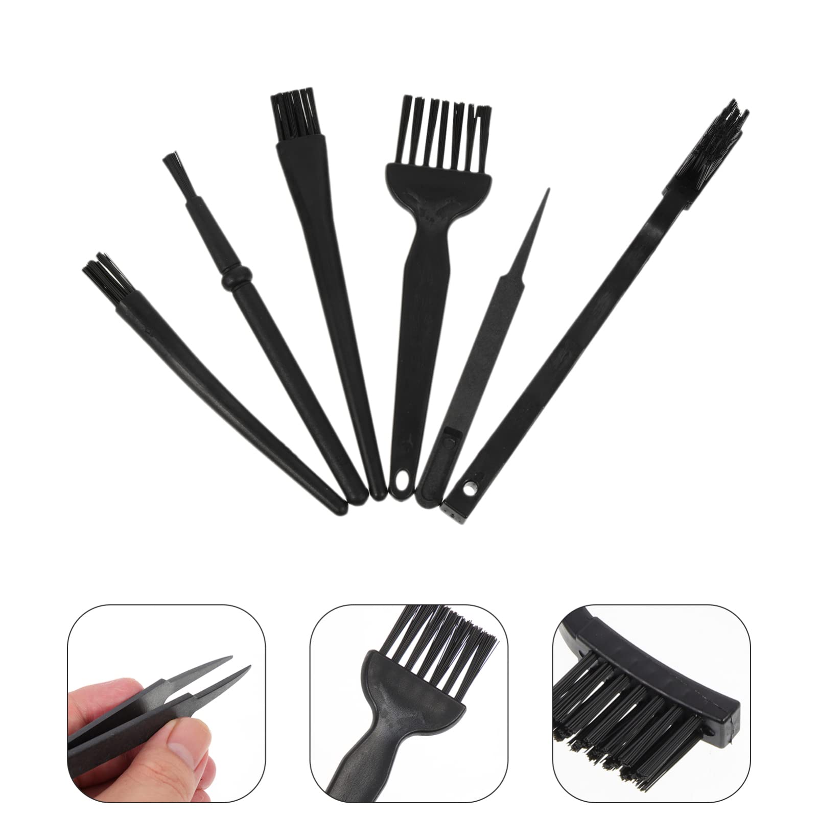 AGFELO 1 Set Keyboard Brushes Cleaner Kit Portable Brush Electronic Kit -Static Brush Sewing Machine Brush Laptop Tool Nylon Black 6