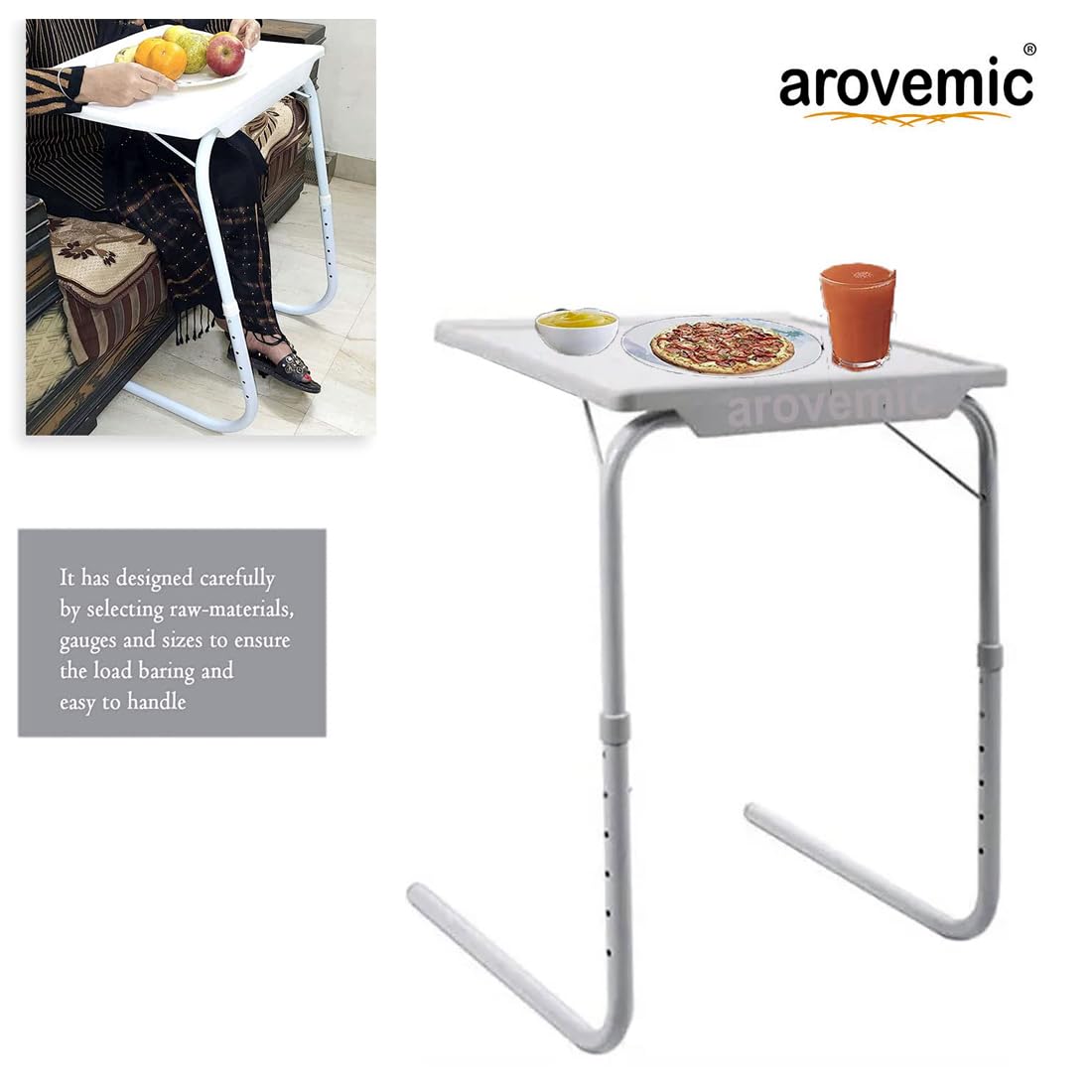 AROVEMIC Ultra Table Multipurpose Laptop Table Mate Finish Top Work at Home Study Table (HM Regular- White, Alloy Steel)(Premium Table) A01 4