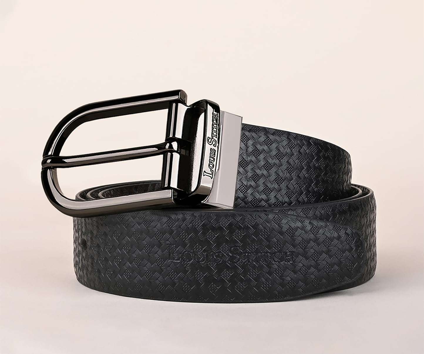 LOUIS STITCH Men's Reversible Italian Leather Belt with for Men 1.25 inch (35mm) Waist Strap Black Brown Belt with Gunmetal Black Buckle (MTGM) (Size- 40 inch) 4