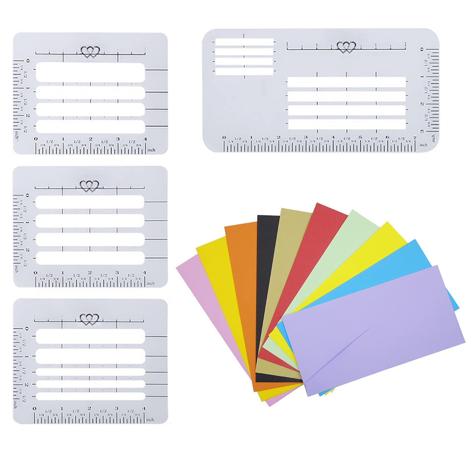 Envelope Stencil, Envelope Stencil Template, Envelopes Addressing Guide Stencils 4 Style with 2 Envelopes, Envelope's Addressing Stencils, Address Line Calligraphy Ruler Templates 1