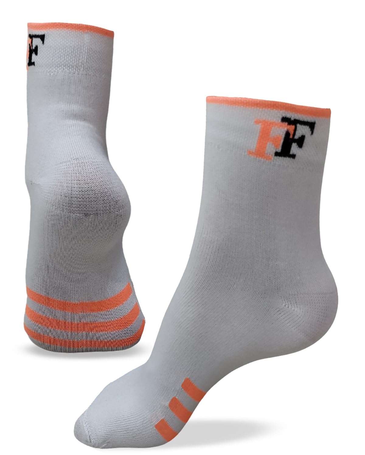 FIMS Fashion Cotton Bamboo Men & Women Crew Length Athletic Ankle Running Socks for Sport, Cycling, Everyday Use Pack of 2 Black White 5