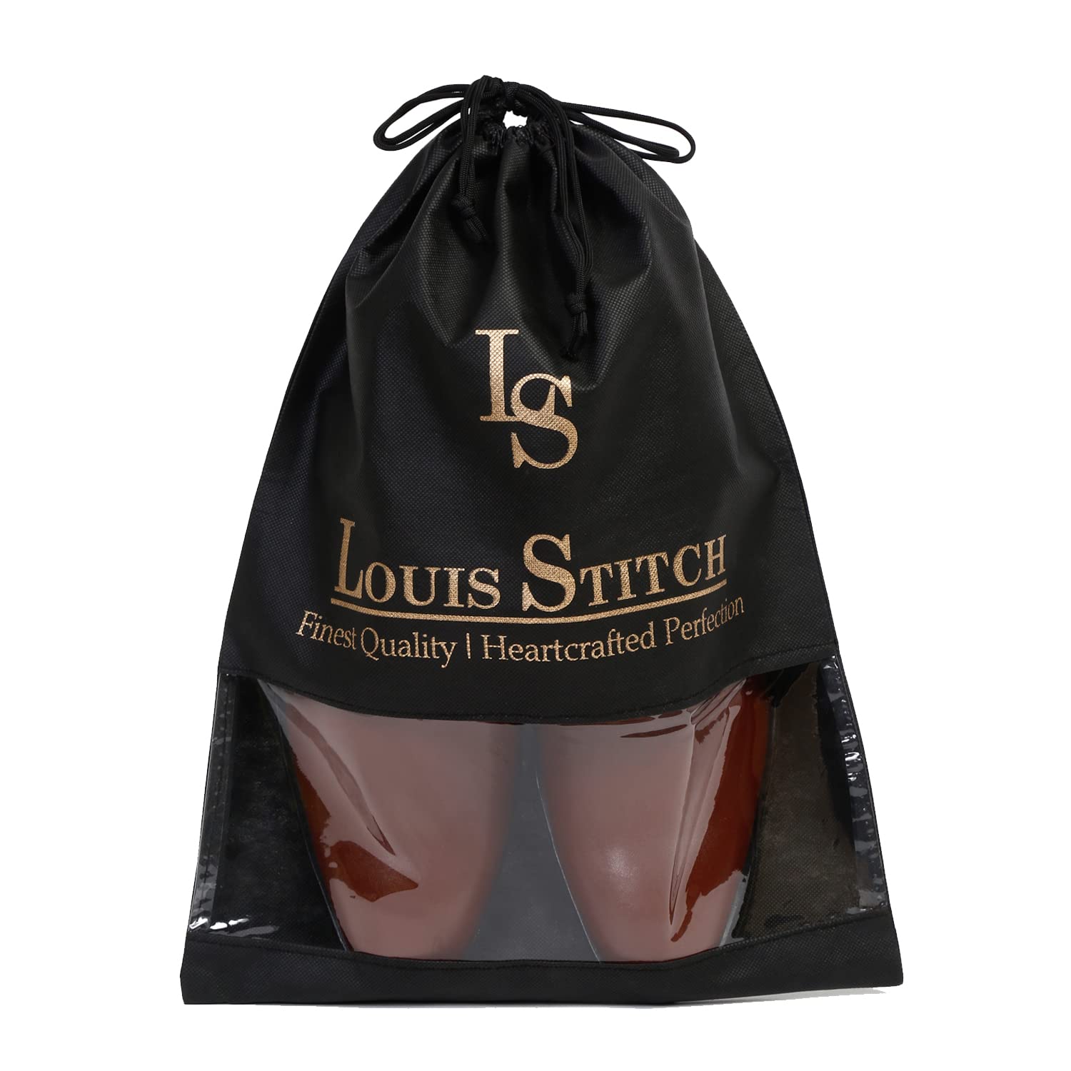 LOUIS STITCH Non-Woven Shoe Bag Travel Accessories Shoes Storage Cover Waterproof String Bag's Organizer Combo for Men Women Unisex (Pack of 12) (Black & Beige See-Thru) 6