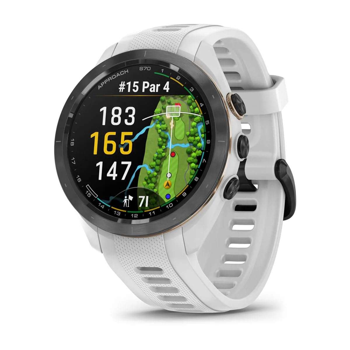 Garmin Approach S70 42MM GPS Golf Fitness Preimum Smartwatch for Men, Lightweight 1.2" Touchscreen AMOLED Display and 42000 Preloaded Courses -White- Garmin Watches for Men 3