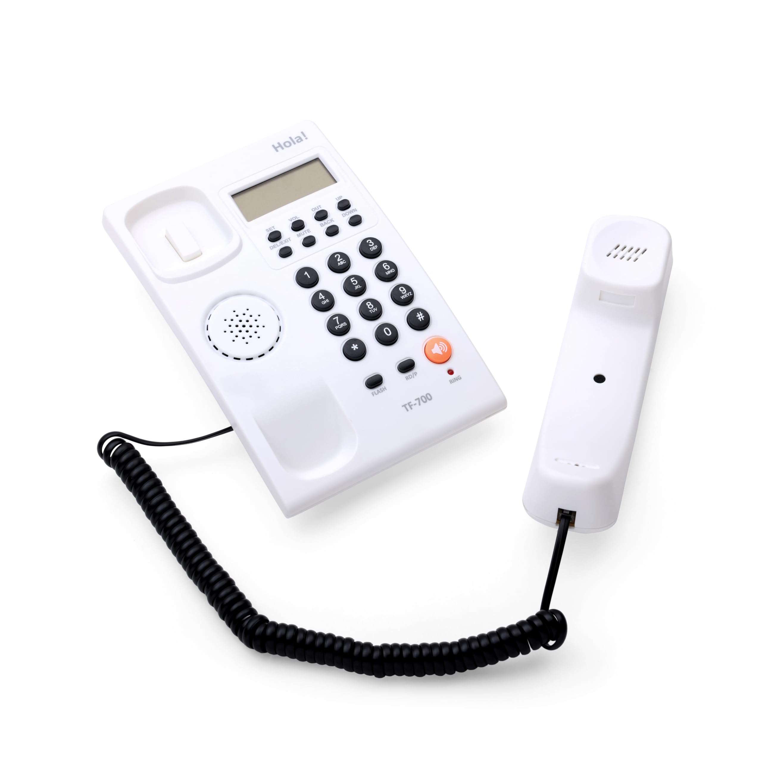 Hola! TF 700 (White) Caller Id Corded Landline Phone with 16 Digit LCD Display & Adjustable Contrast,2Ways Speaker Phone,Alarm, DND, Solid Build Quality,Classic Design 4