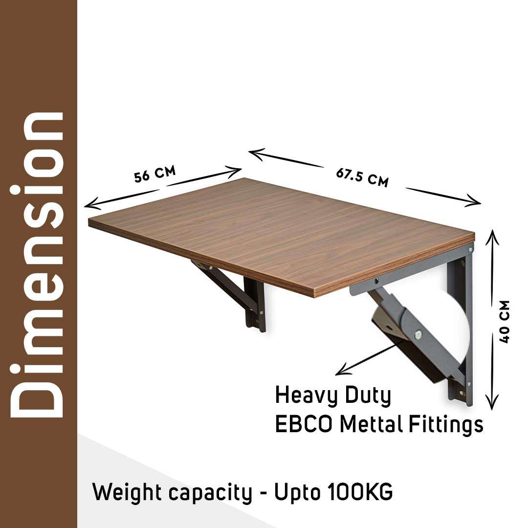 BAYBEE Multi-Purpose Floating Desk Folding Wall-Mounted Study Table, Desk for Home for Space Saving, Dining, Working, Reading and Writing (67.5cm x 56cm, Large) 6