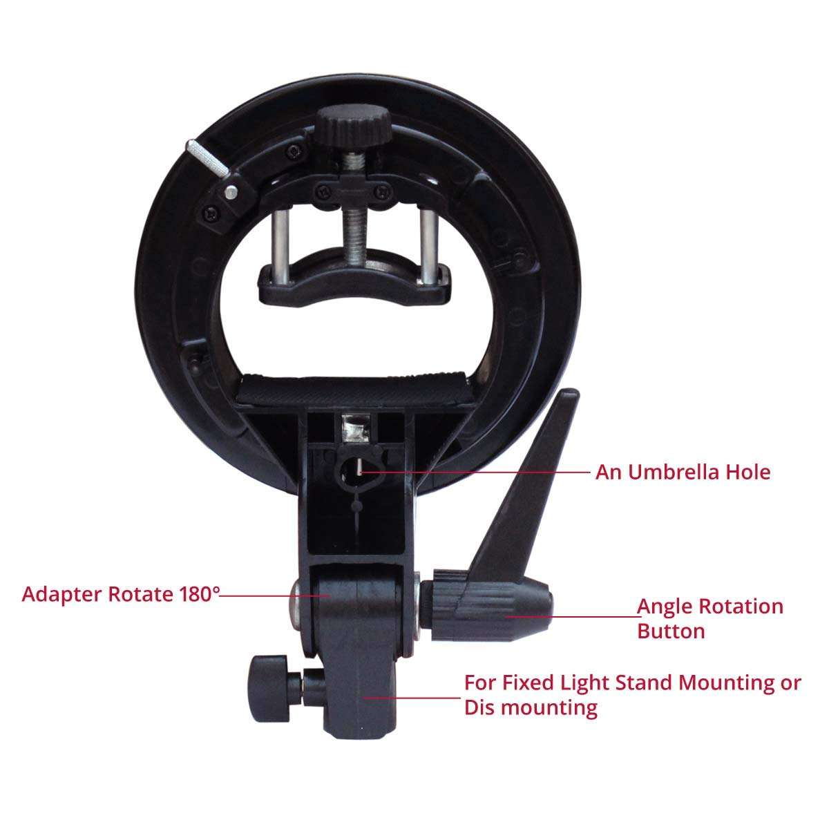 SHOOTVILLA S-Type Bracket Elinchrom S Mount Holder for Speedlite Flash Snoot Softbox Camera Flash Holder Flash Bracket Holder Mount(SV-S-Type) 6