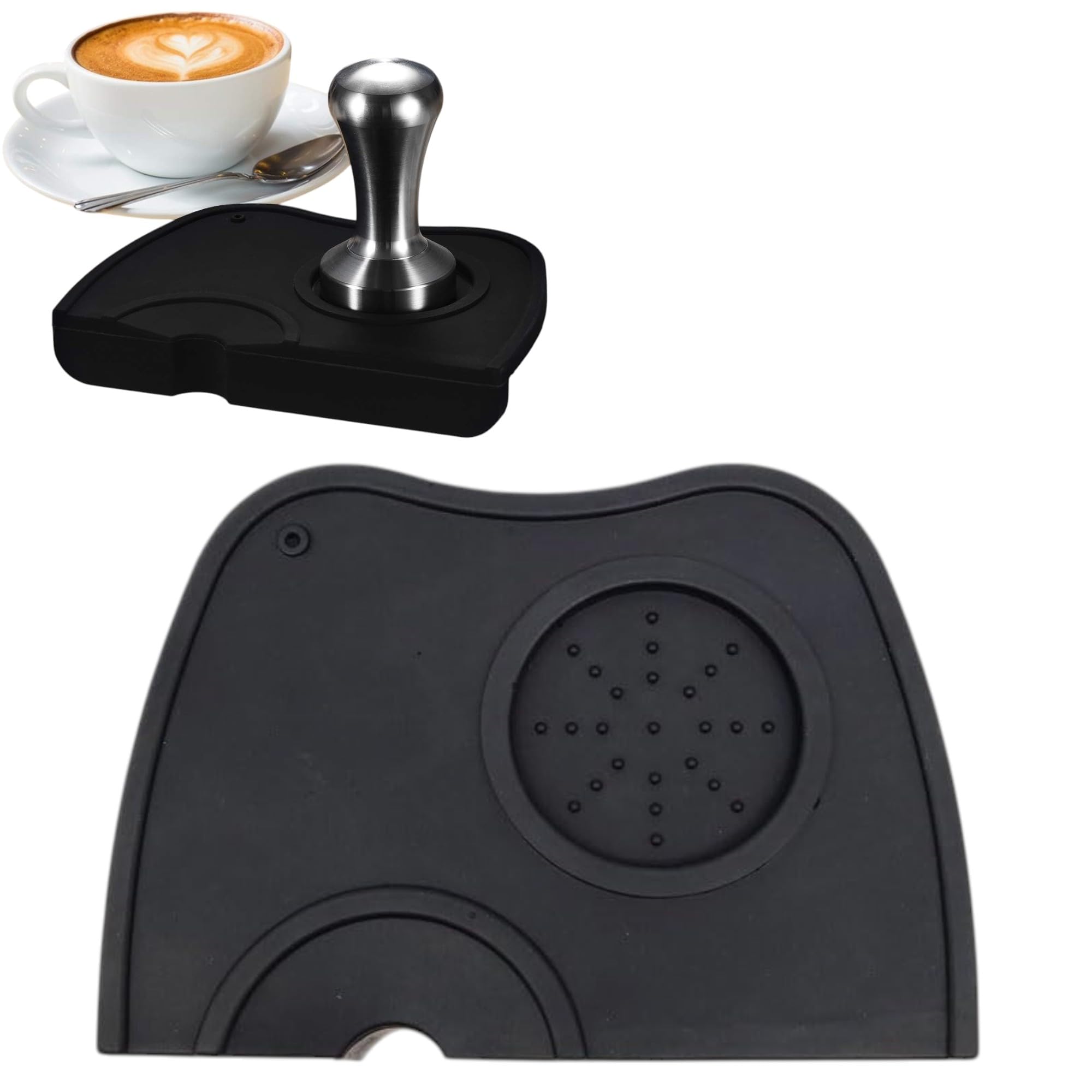 THW® Espresso Tamper Mat, Food Safe Silicone Coffee Tamper Mat, Anti-Slip Corner for Barista Tool Home Kitchen Bar Coffee Shop, Cafe