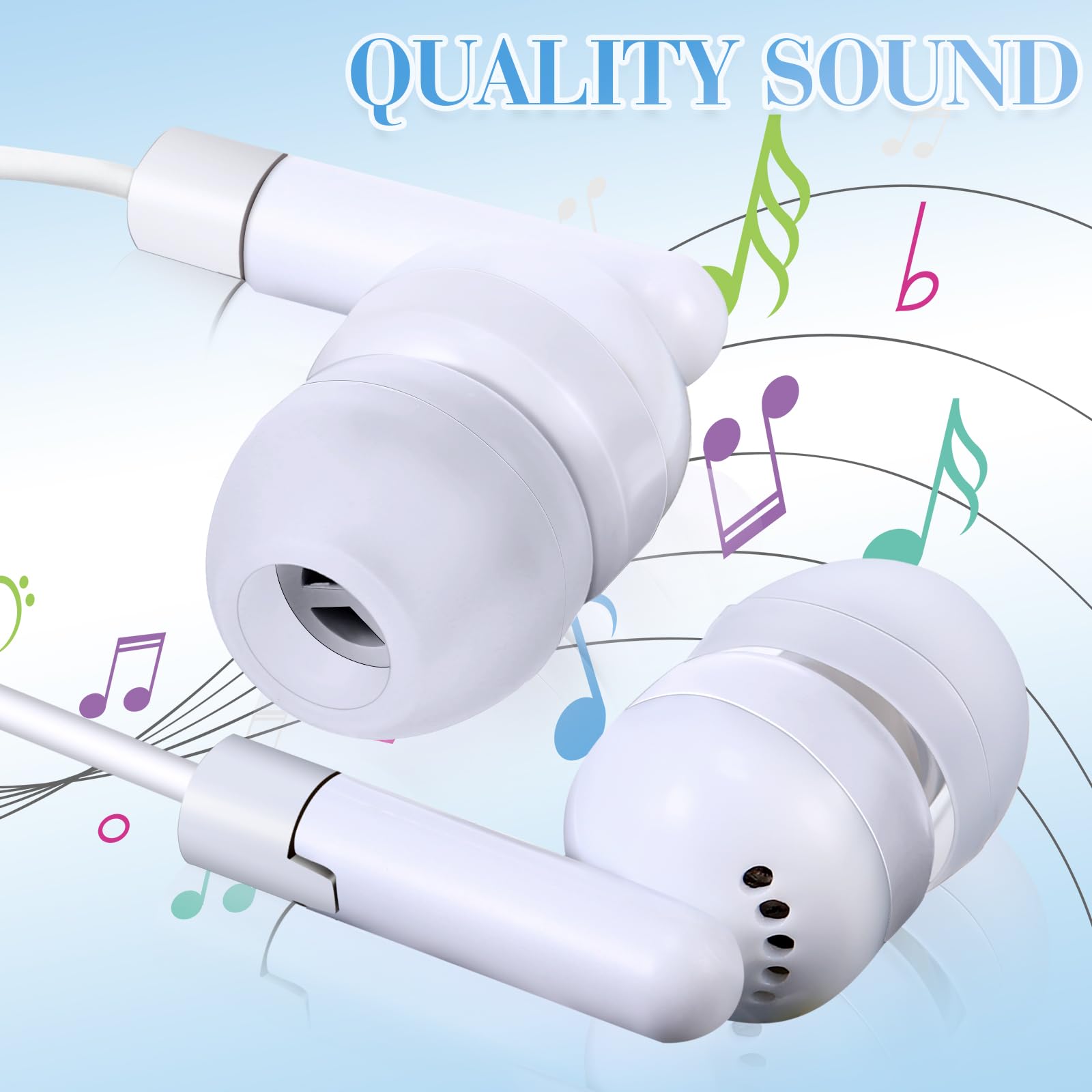 Kanayu 200 Pack Wired Earbuds Bulk for Classroom Ear Headphones Wired Basic Student Earbuds No Microphone with 3.5MM Jack for Class Laptop School Library, Individually Bagged (White) 4