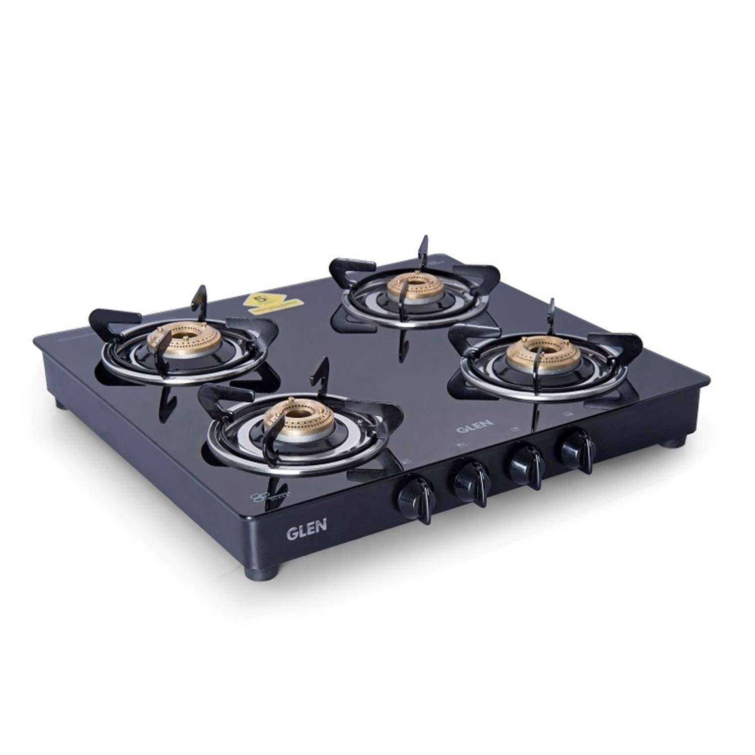 Glen 3 Burner Built in Glass Hob Auto Ignition (BH3B73TR Cooktop, Black) & Glen 4 Burner Gas Stove with Brass Burner (CT4B55BLBB Cooktop, Black) 5