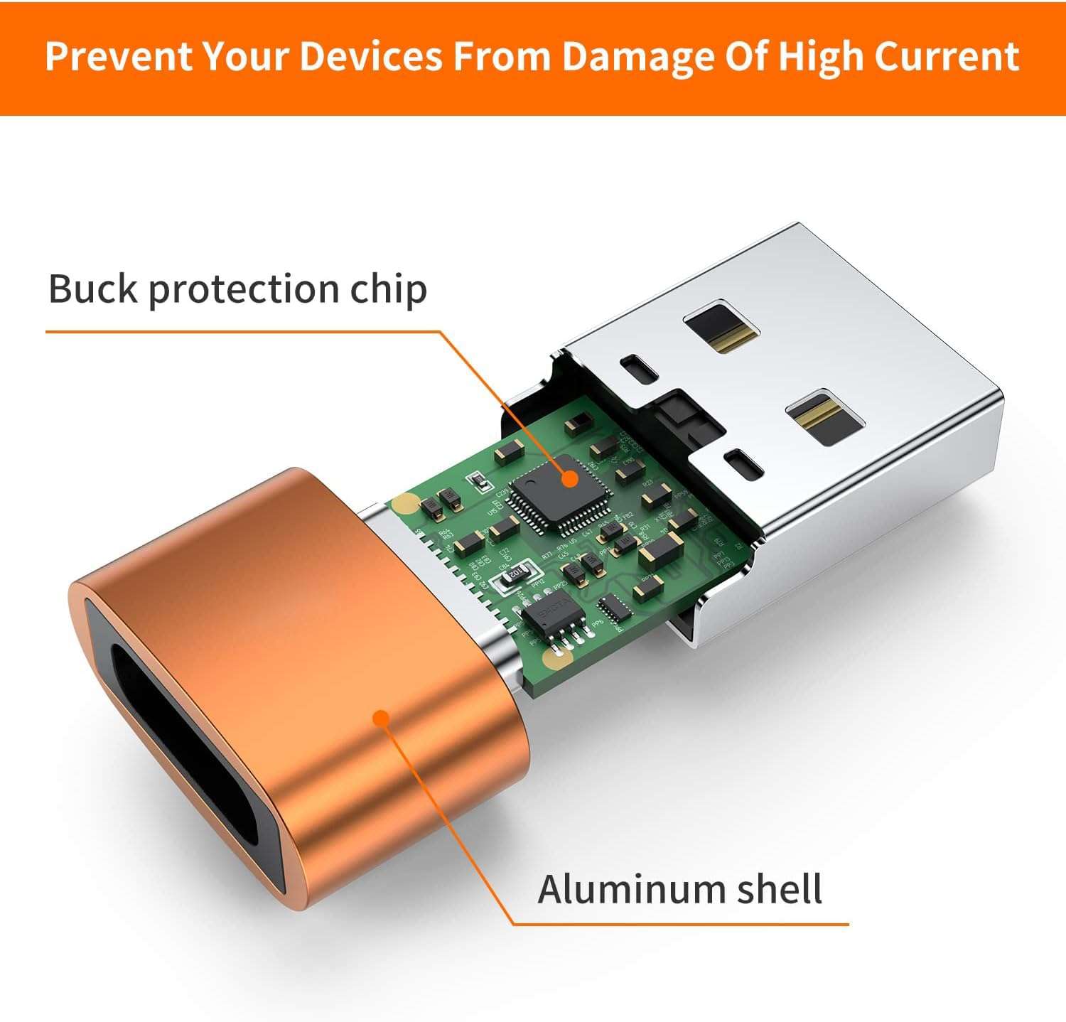 Etzin USB 3.1 Type C USB C Female to USB Male Adapter USB-C Female to USB Male, USB Type C Female to USB OTG Adapter Data Transfer Adapt etc. (Pack-of-4, Golden) 6