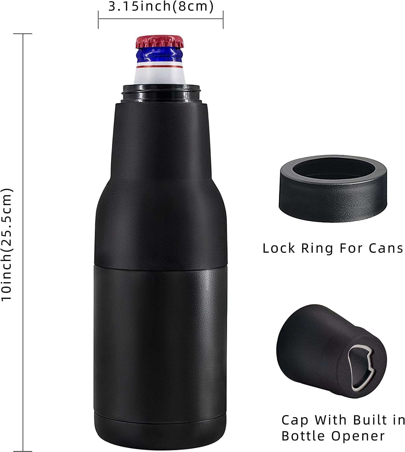 KitchEase Frosty Beer 2 Go Vacuum Insulated Double-Walled Stainless Steel Beer Can and Bottle Cooler with Beer Opener | Eco-Friendly & BPA-Free Drink Cooler – 1 Pc (Turquoise) 4