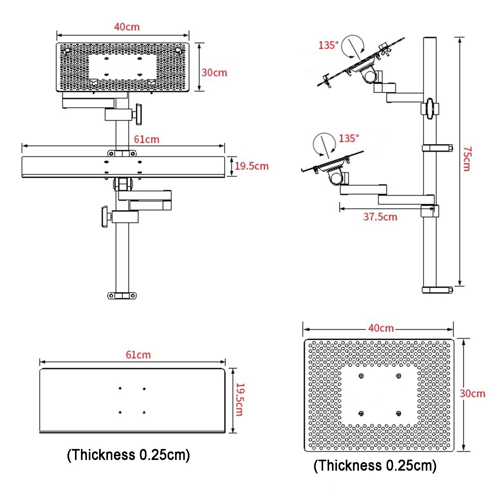 Laptop Wall Mount, Full Motion Adjustable Laptop Extended Arm, Adjustable Height and Angle, Safe Load Capacity 8kg, Fits 10 to 15.6 Inch Screen, for Office, Workstation 6