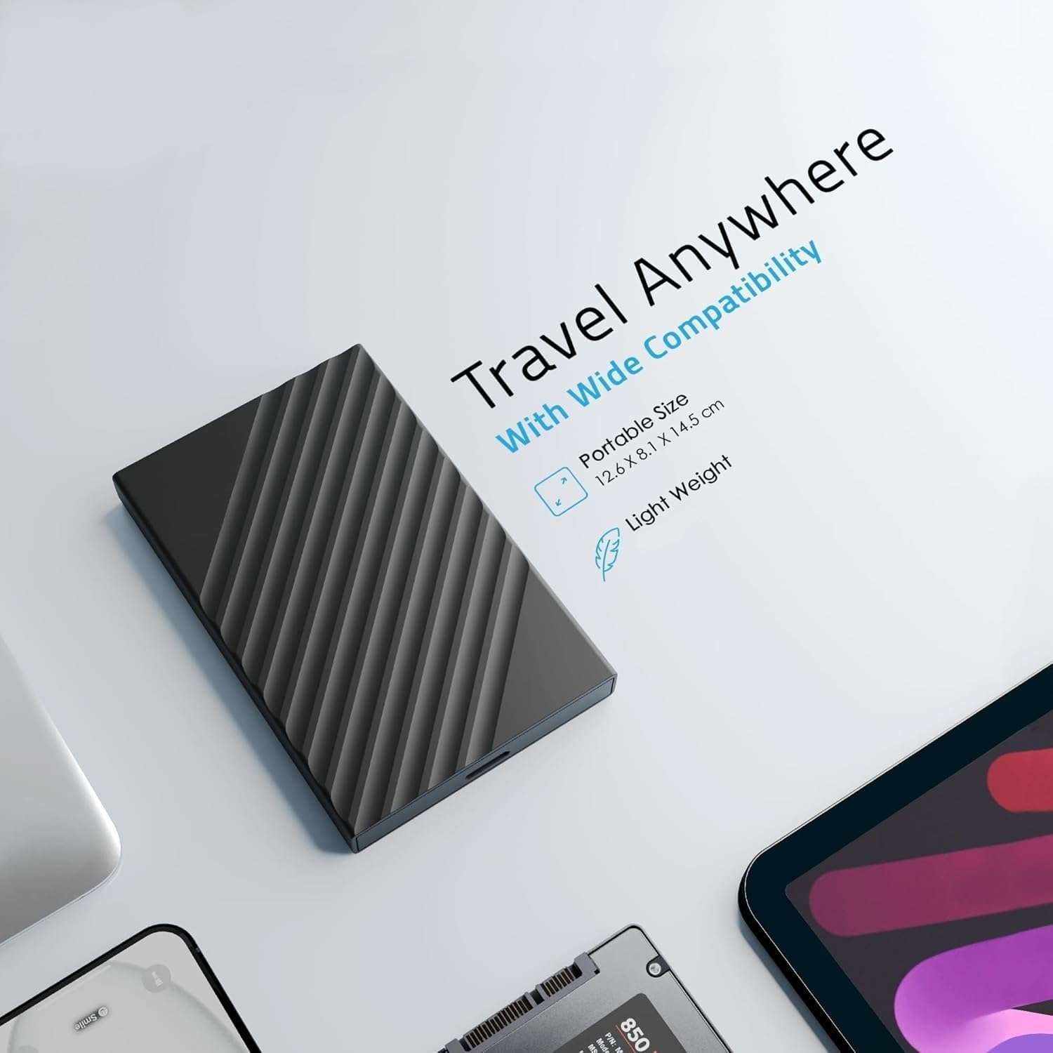 CARE CASE 1TB Portable External Hard Drive USB3.0 HDD for PC, Laptop, Mac - Black 6