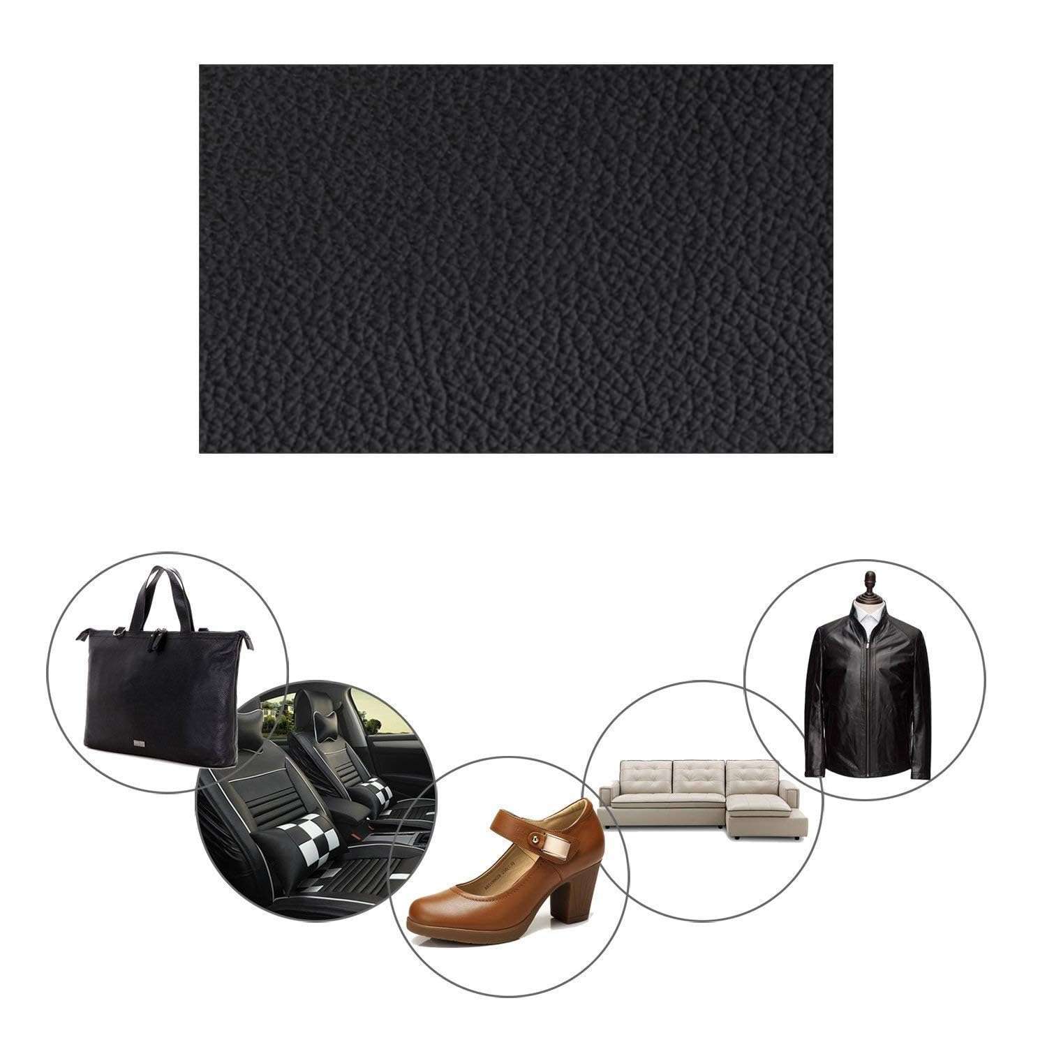 Nisorpa 6pcs Self Adhesive Leather Repair Patch 6x10in Black PU Leather Patch Kit for Couch Furniture Sofas Car Seats Handbags Jackets 5