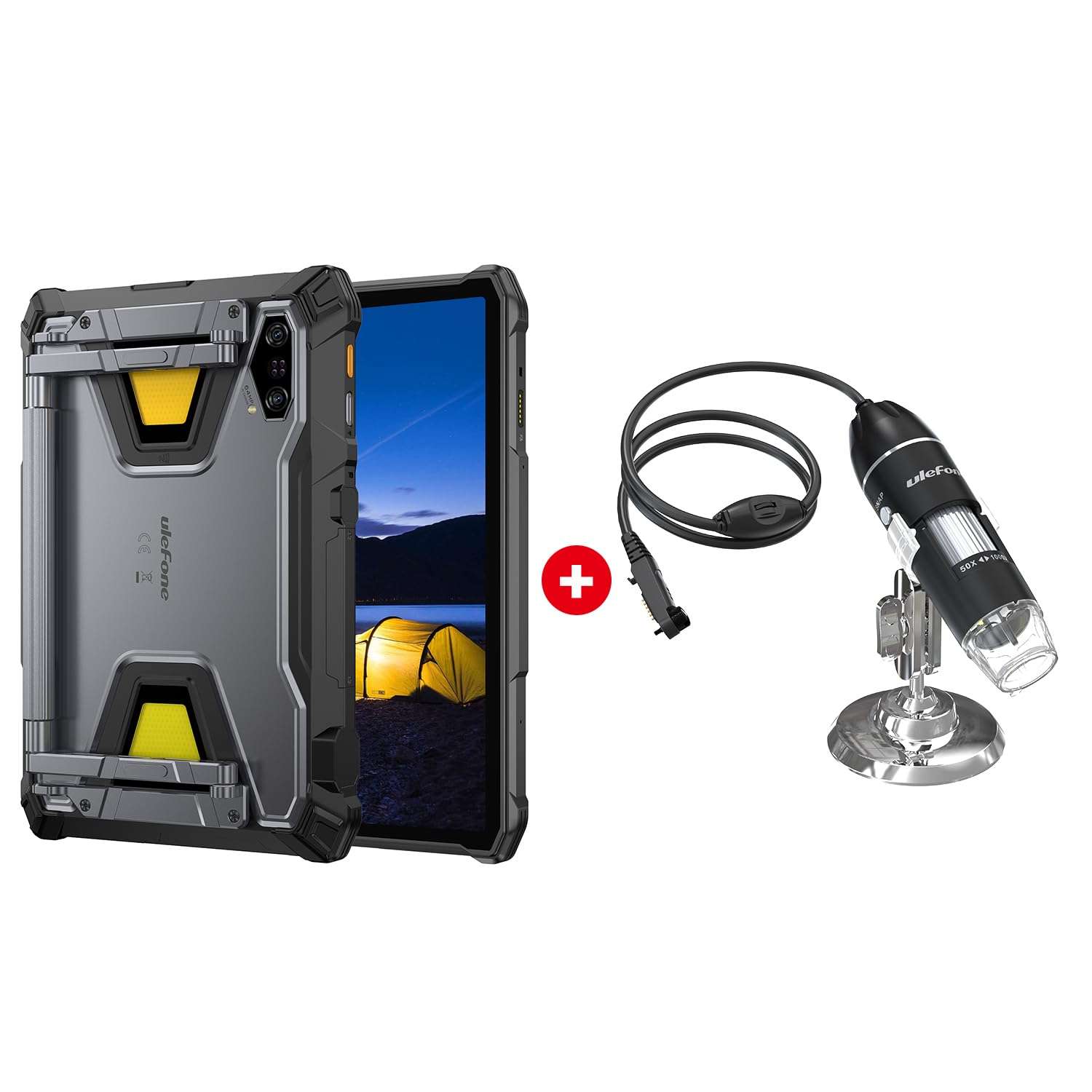 Ulefone Armor Pad 5 Pro & Digital Microscope C01, 5G Rugged Tablet, Dimensity 7400X 32GB+512GB/2TB Expansion, 24200mAh(120W), 11" FHD+ Screen, IP68/69K, 64MP+64MP, 32MP, Dual LED Lights/Warning Lights 1