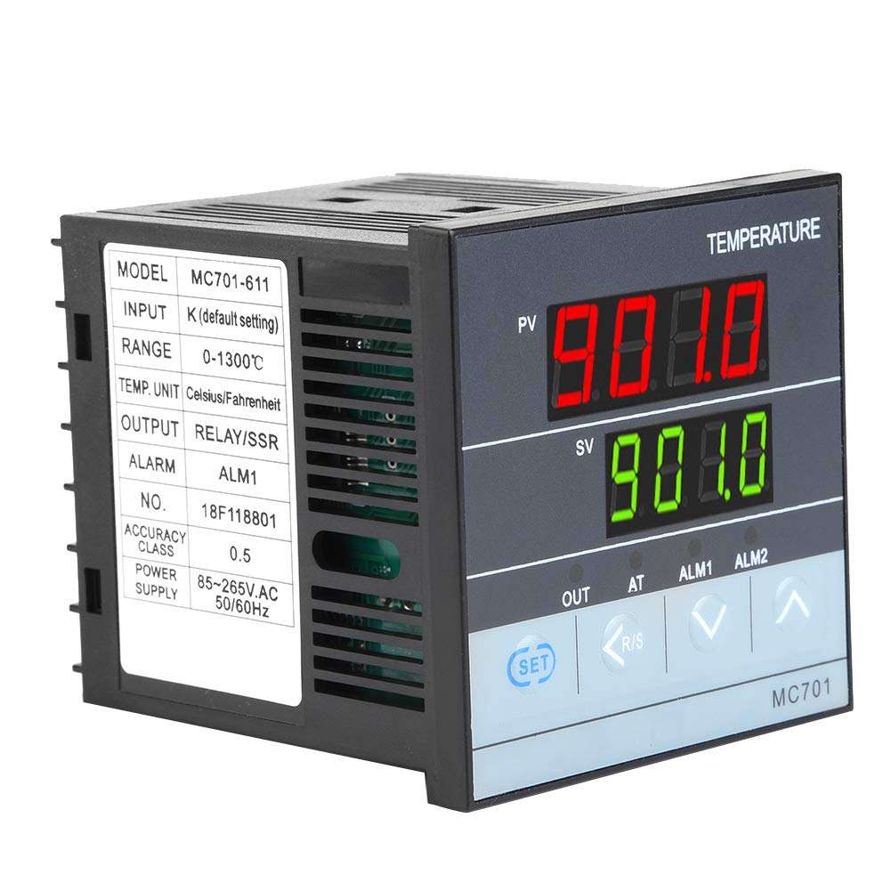 PT100 Sensor Thermocouple Thermostat Controller PID Temperature Controller K Type Thermocouple 199 to 1300°C Input Relay SSR Output PID for Industry Production 3