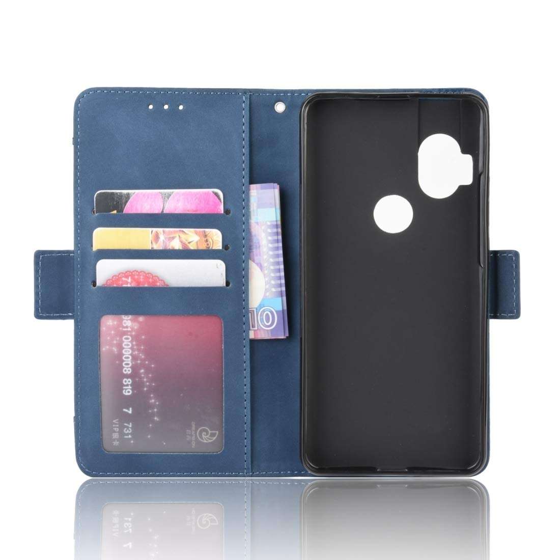 Smartphone Protective Cases Compatible for Motorola One Hyper Wallet Style Skin Feel Calf Pattern Leather Case with Separate Card Slots & Holder & Wallet & Photo Frame(Black) Cell Phone Accessories 3