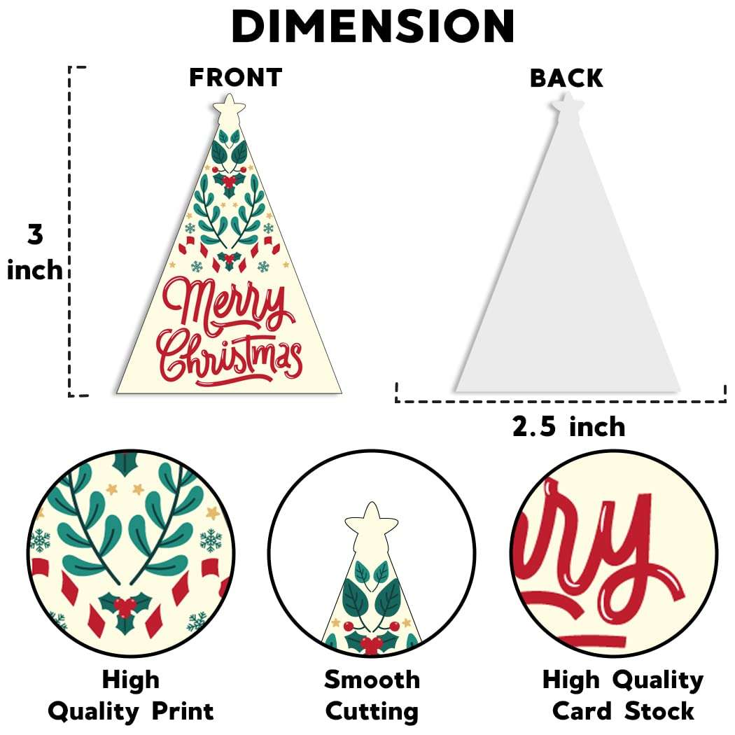 Festiko® 48 Pcs Merry Christmas Wishing Cardss (Design 3), Merry Christmas Tag Cards, Christmas Wish Note Cards, Merry Christmas Wishing Cards 4