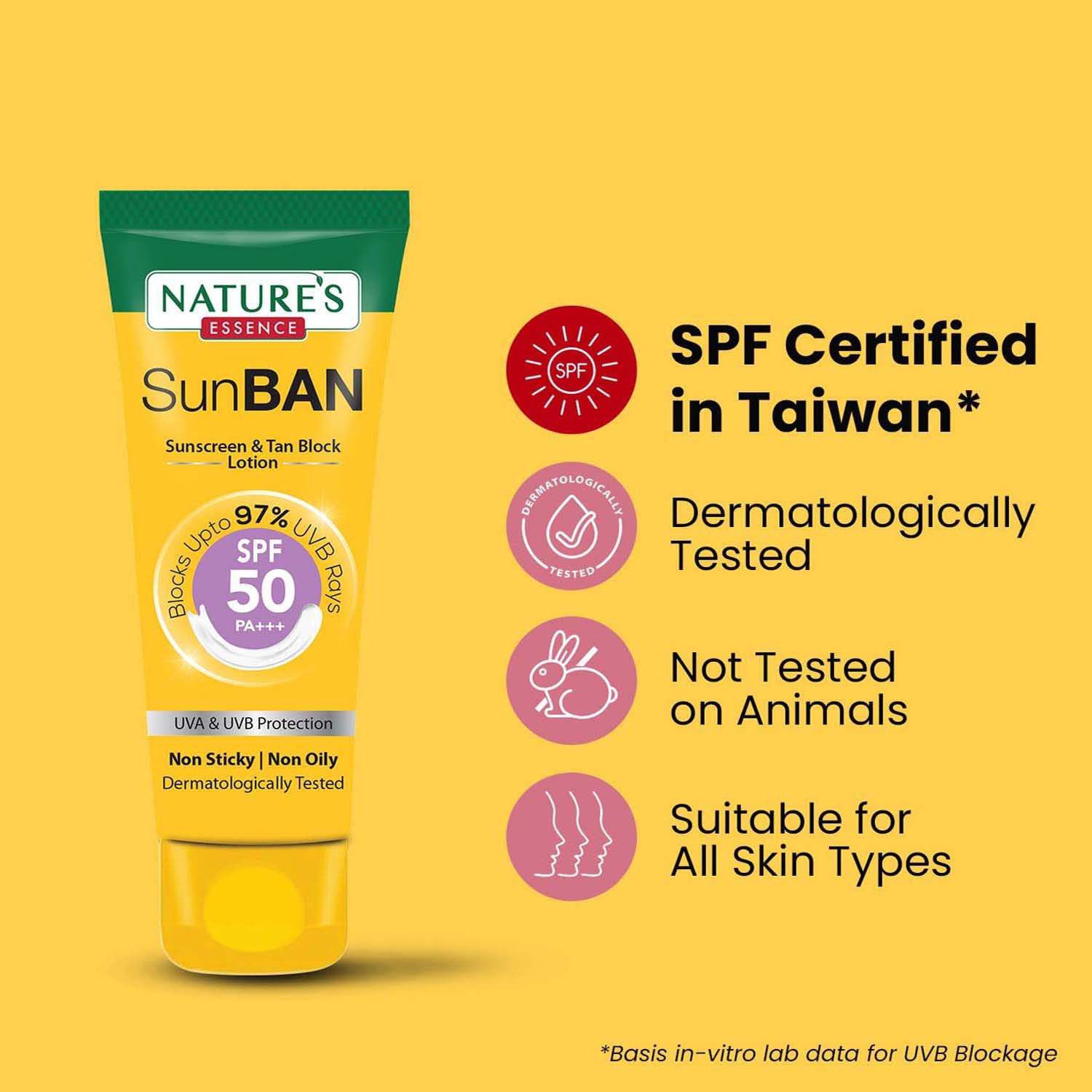 Nature's Essence SunBan SPF 50 PA+++ Sunscreen & Tan Block Lotion, 30ml 6