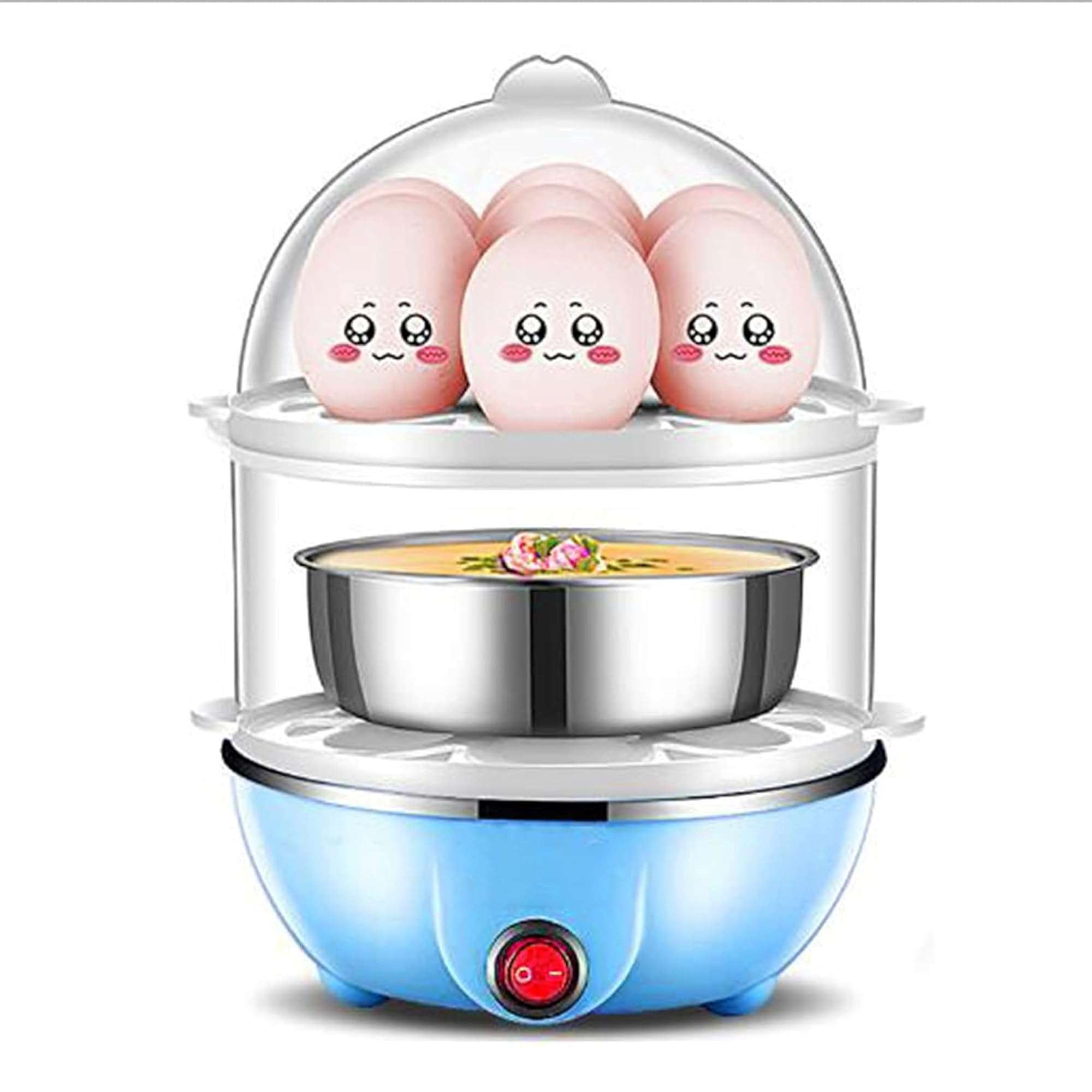 DIVESTS Multi Function Electric 2 Layer Egg Boiler Cooker and Steamer 14 Egg Cooker Double Layer Fast Boiling Poached Eggs Soft Hard Eggs Kitchen Appliance 1