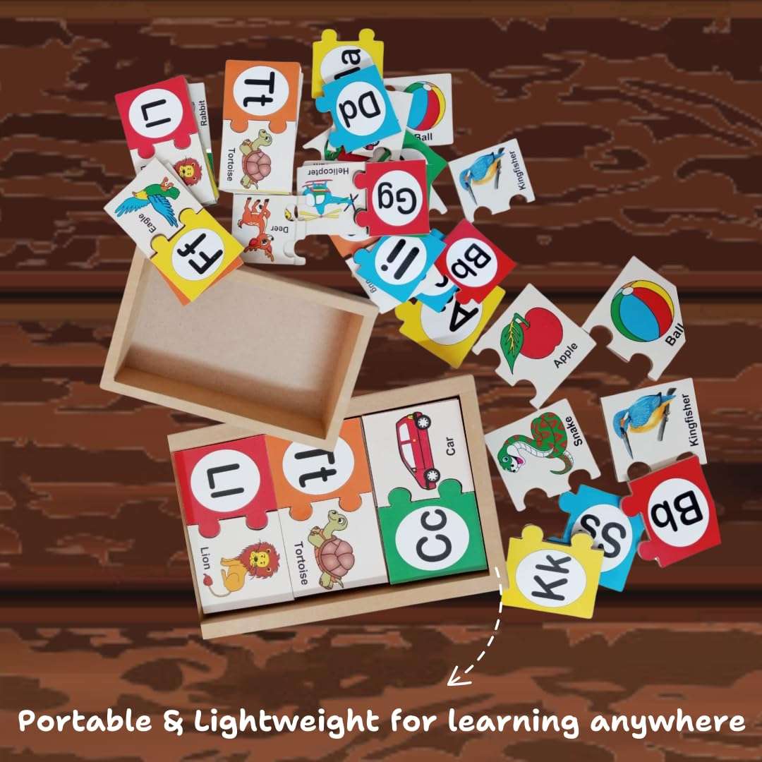 Toyjos Alphabet Matching Wooden Colorful for Kids – Fun Learning Toy for Toddlers & Preschoolers | Early Education for Kids and Toddler Baby | Learning Puzzle | Educational Puzzle 3