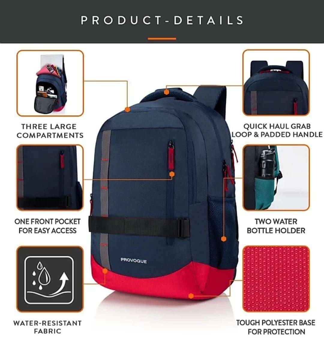 Bag,Backpack,48L,Provogue,Water Resistant,Blue and Red mix 3