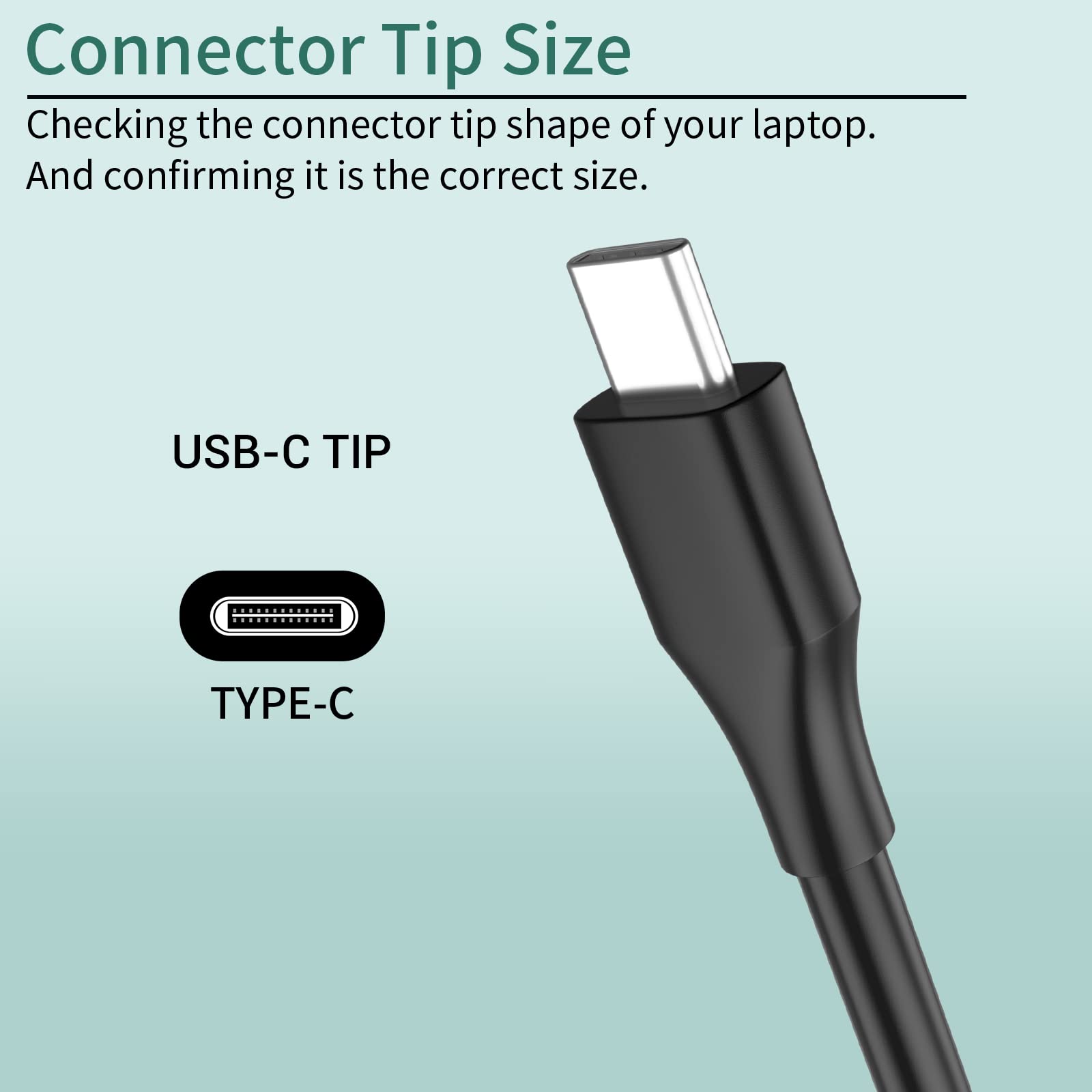 Slim USB C Laptop Charger 45W 65W Replacement for HP Spectre X360 Chromebook Envy Zbook Elitebook Elite X2 Type C Travel AC Adapter Computer Tablet Power Fabric Cord Flat Tip 4