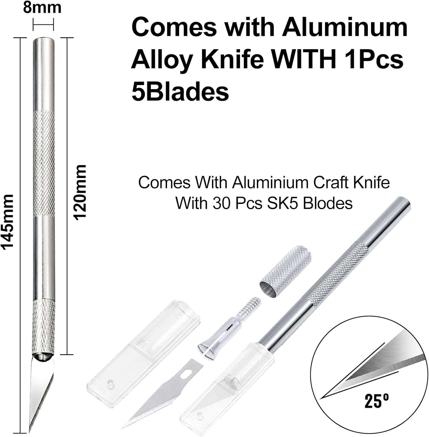 Art Craft Knife Set, 2 PCS Carving Craft/Hobby Knives Set, Precision Knife with 10 Spare Replacement Blades Ergonomic Aluminium Handle for Scrapbooking Stencil Hobby DIY 3