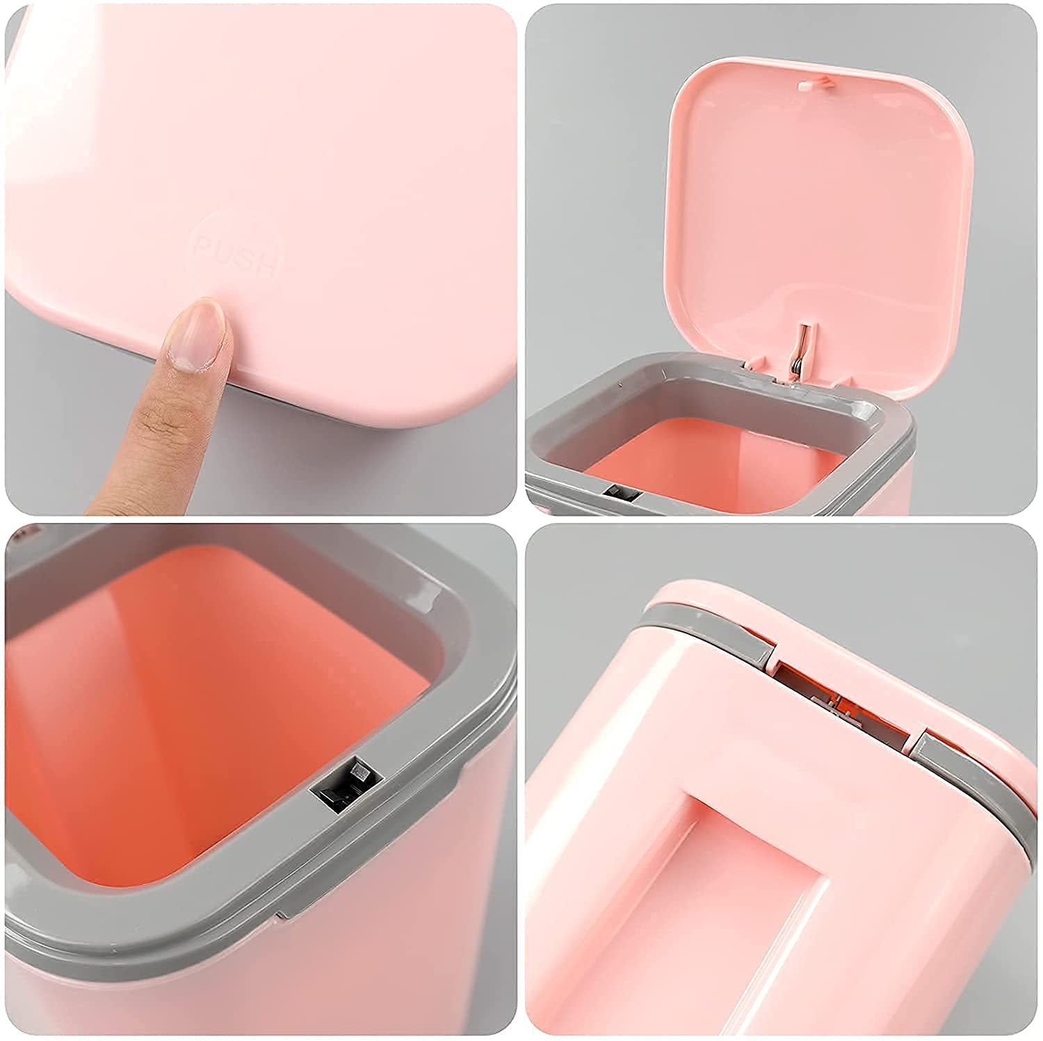 KPS Mini Bucket Square Shape Pressing Trash Can Box (Plastic) Waste Storage Dustbin with Lid for Living Room/Kitchen/Office perfect for table and kitchen platforms (MULTICOLOR)PACK OF 1 5