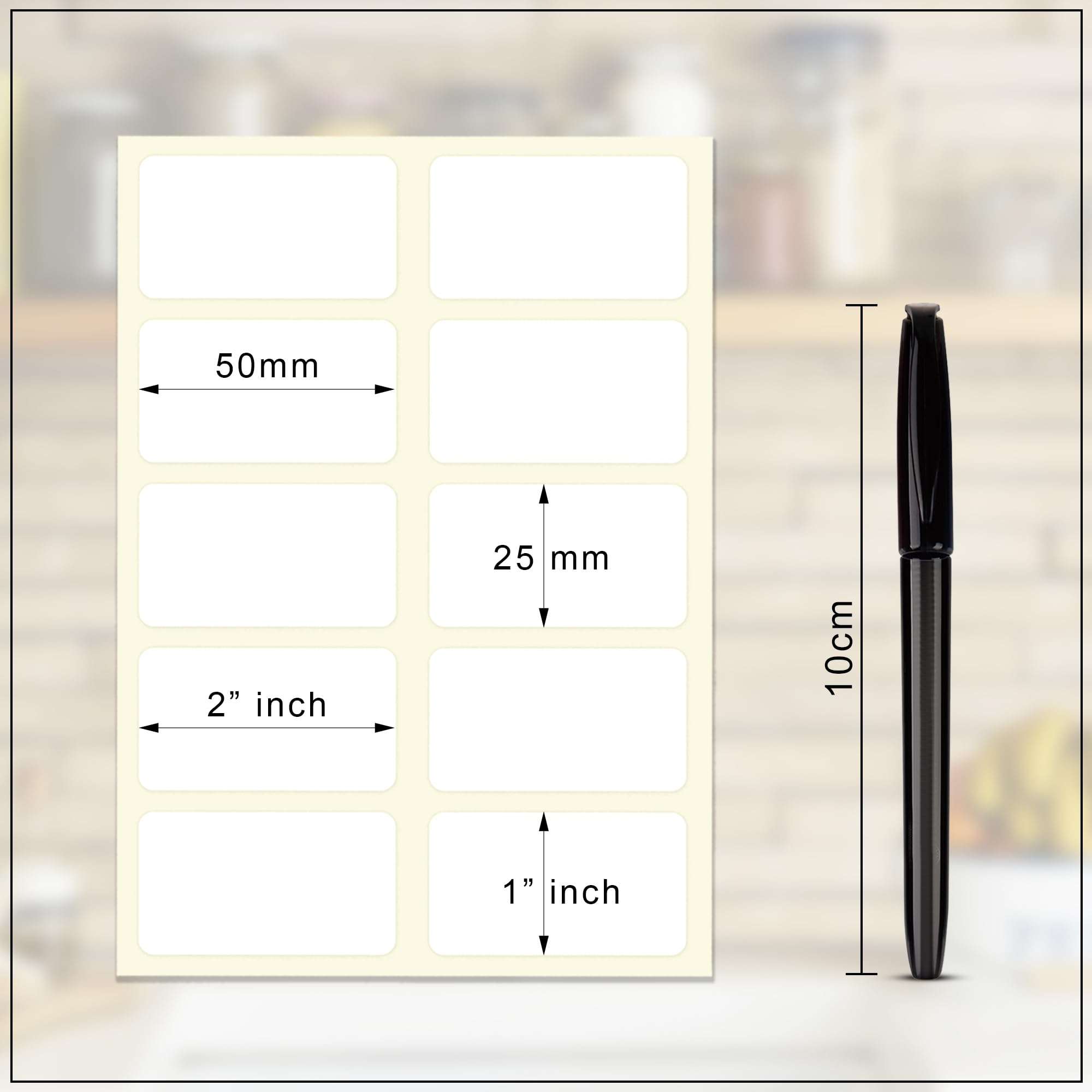 GLUN ® 200 Pcs Waterproof Pearl White Vinyl Labels Self Adhesive Elegant, Residue-Free Stickers for Crafting, Office Organization, and Kitchen Labels (50x25mm, Strong Adhesive) 3