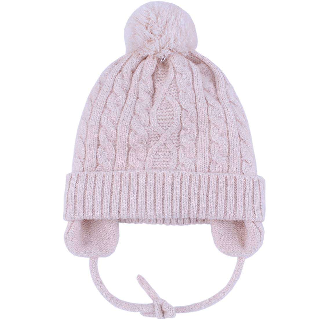 Durio Baby Hat Knit Winter Hats Toddler Beanie Hat Fleece Lined Thick Infant Baby Beanies Baby Boy Girl Hats Beige Small (Fits 0-2 Years) 2